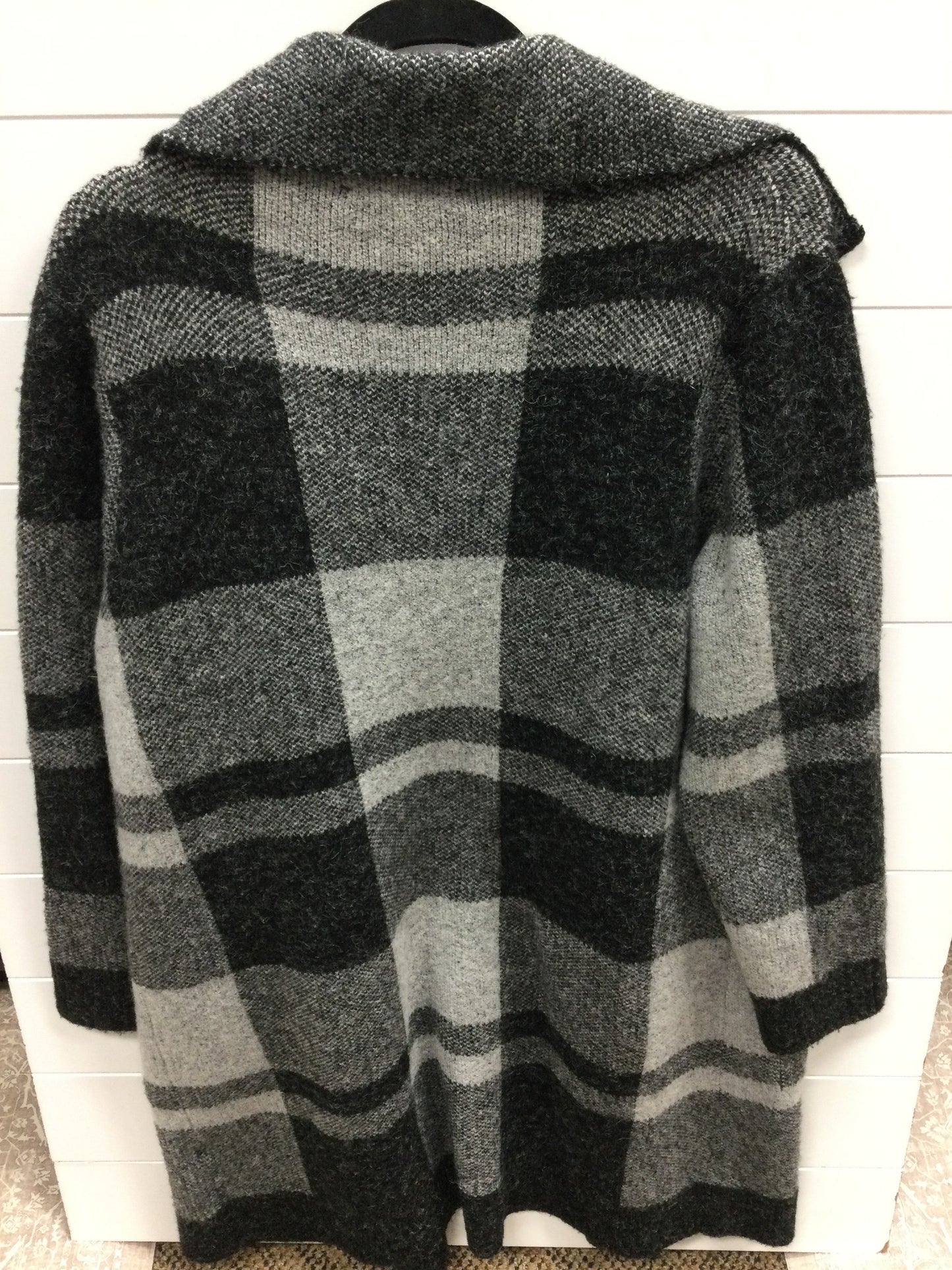 Sweater Cardigan By Cyrus In Black & Grey, Size:1X