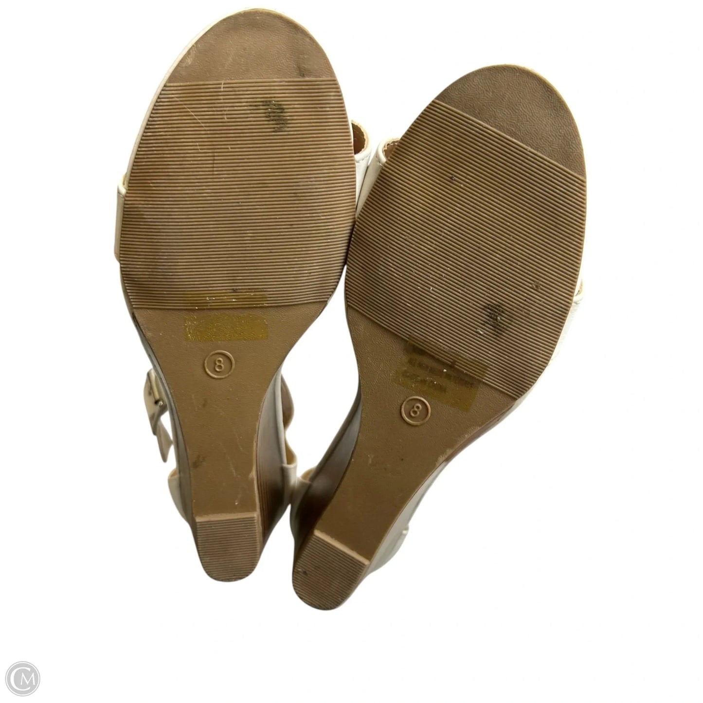 Sandals Heels Wedge By Charlotte Russe In Tan & White, Size: 8