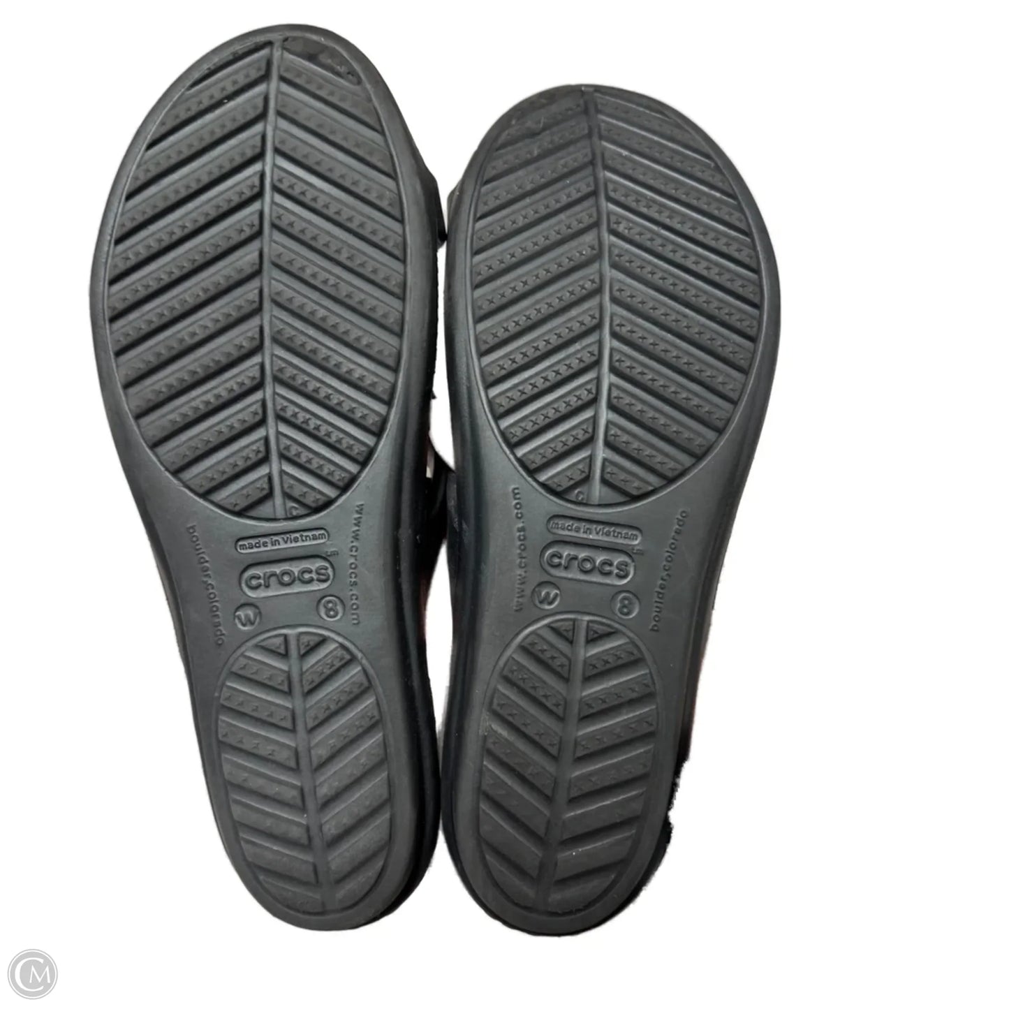 Sandals Flats By Crocs In Black, Size: 8