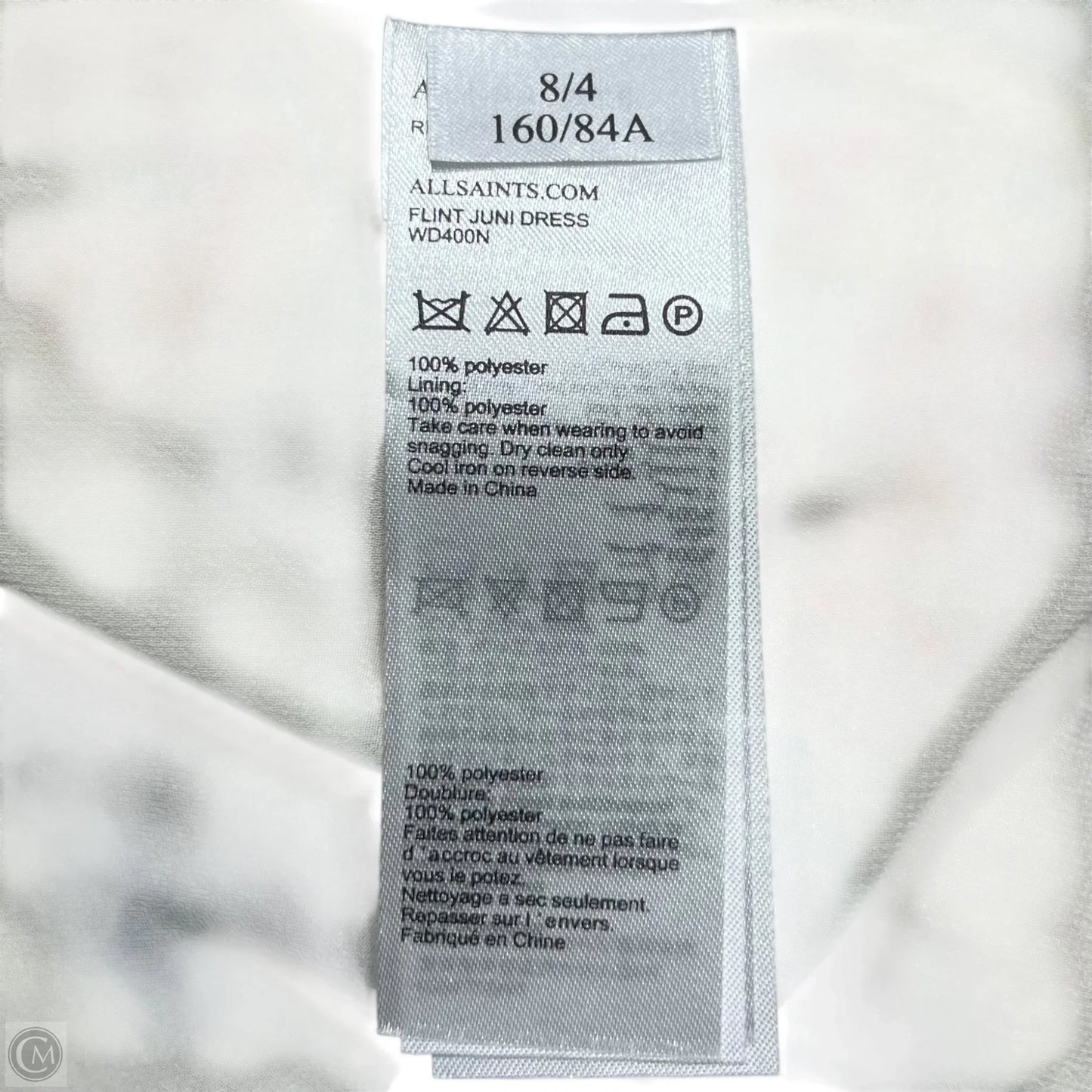 Dress Designer By All Saints In Cream & Pink, Size: S