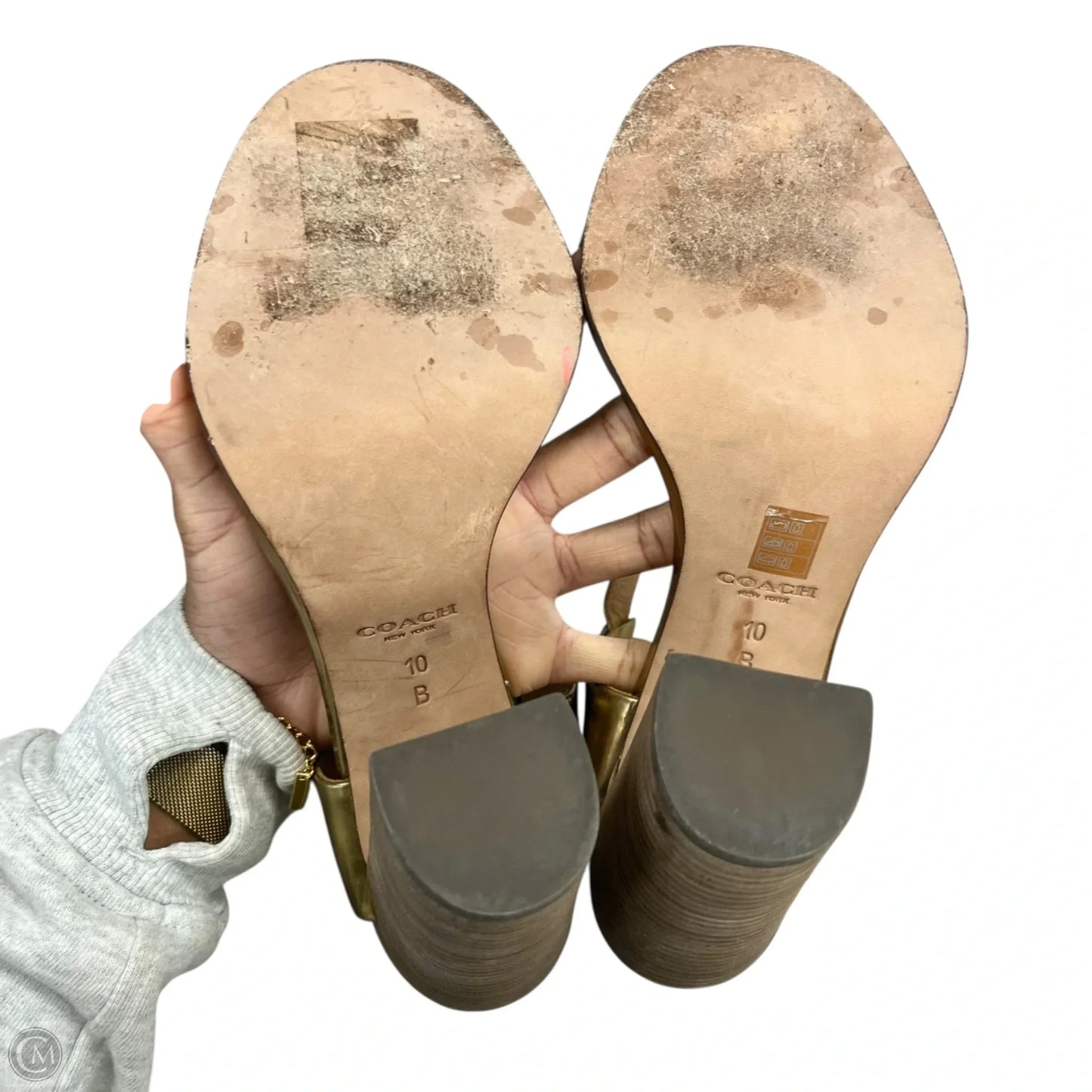 Sandals Designer By Coach In Gold, Size: 10