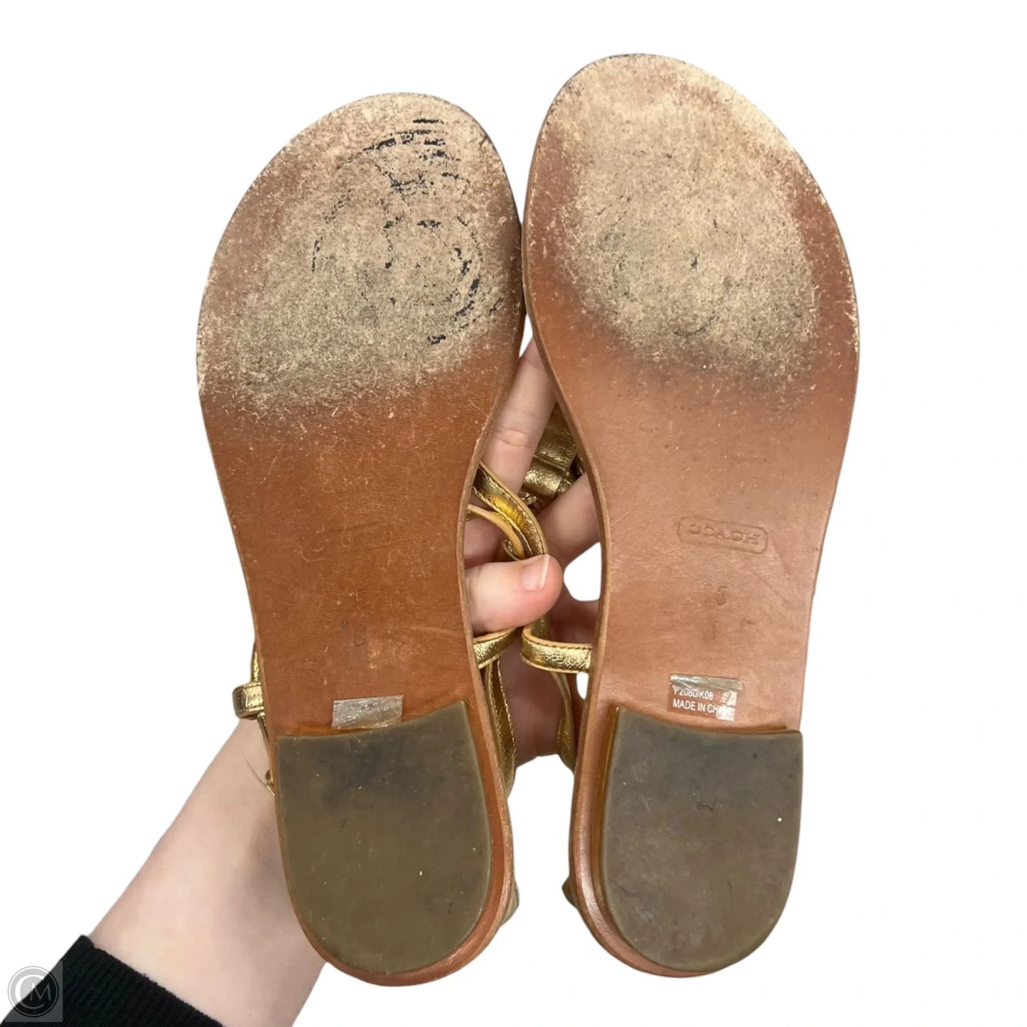 Sandals Designer By Coach In Gold, Size: 6.5