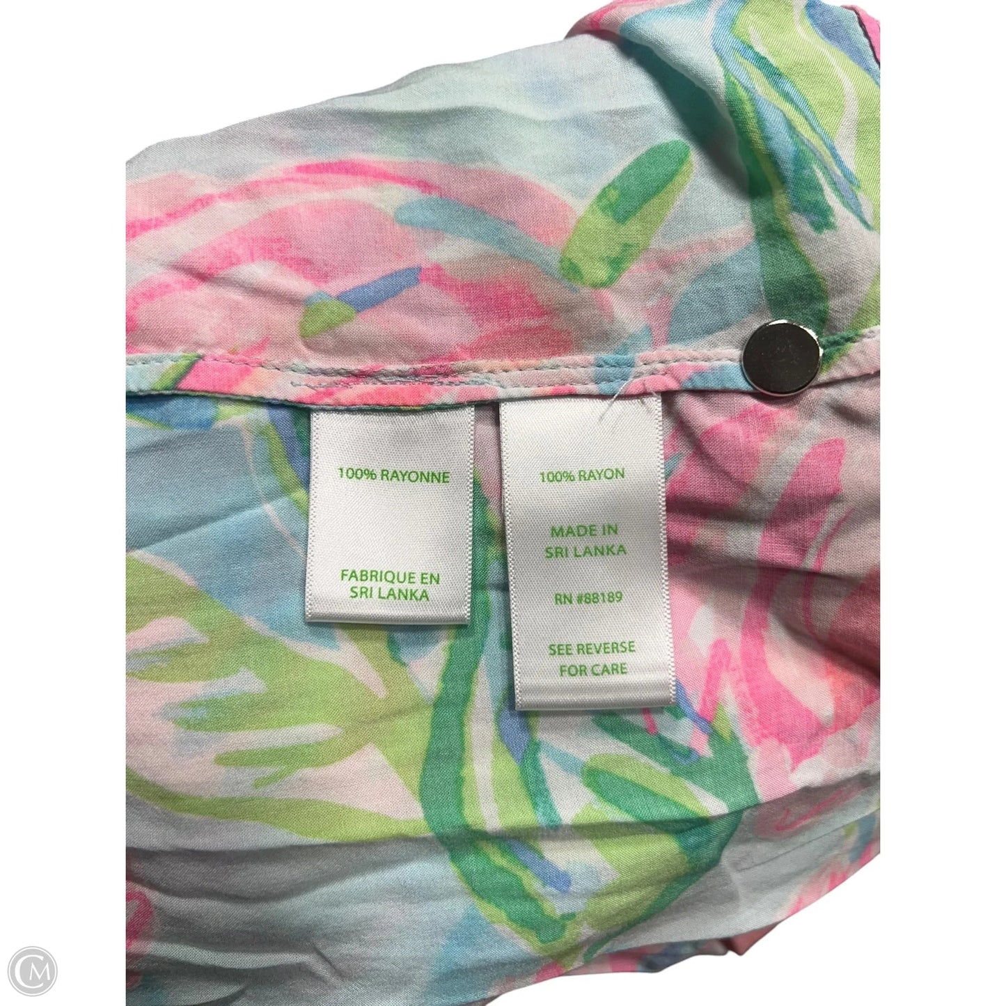 Top Short Sleeve Designer By Lilly Pulitzer In Blue & Pink, Size: S