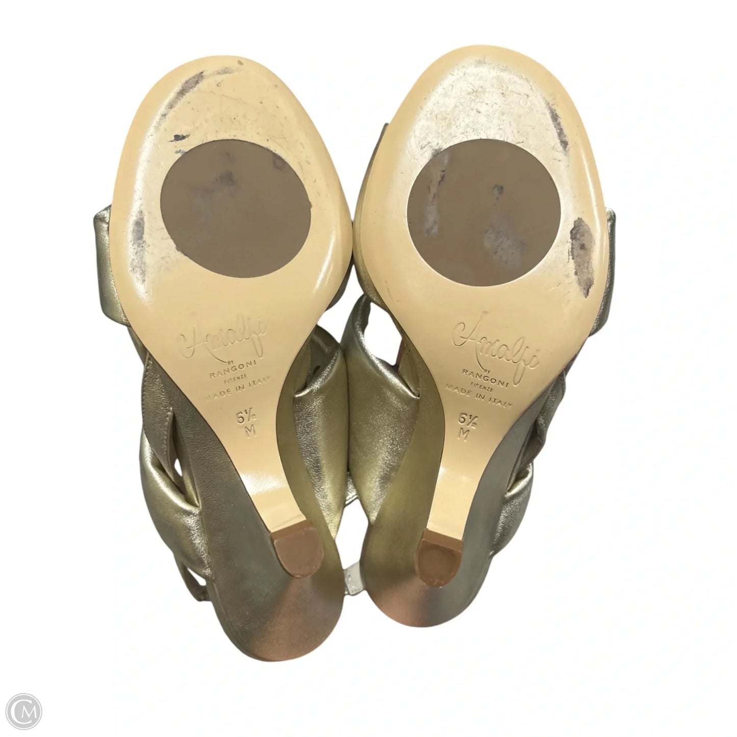 Sandals Heels Block By Amalfi In Gold, Size: 6.5