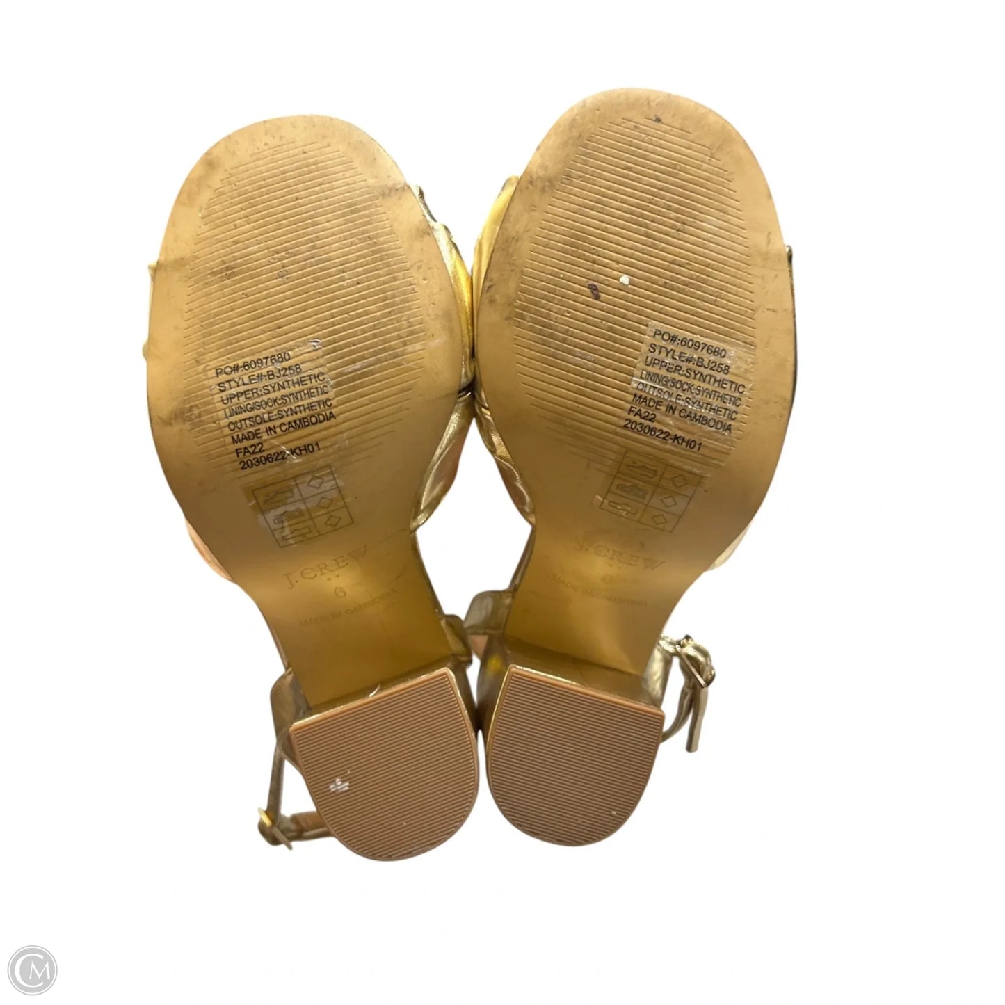 Sandals Heels Block By J. Crew In Gold, Size: 6