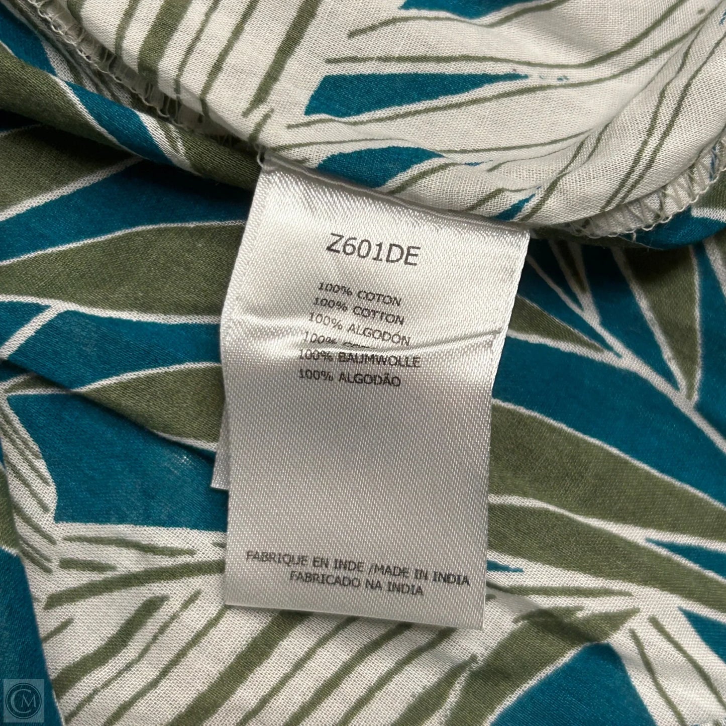 Top 3/4 Sleeve By Molly Bracken In Blue & Green, Size: M