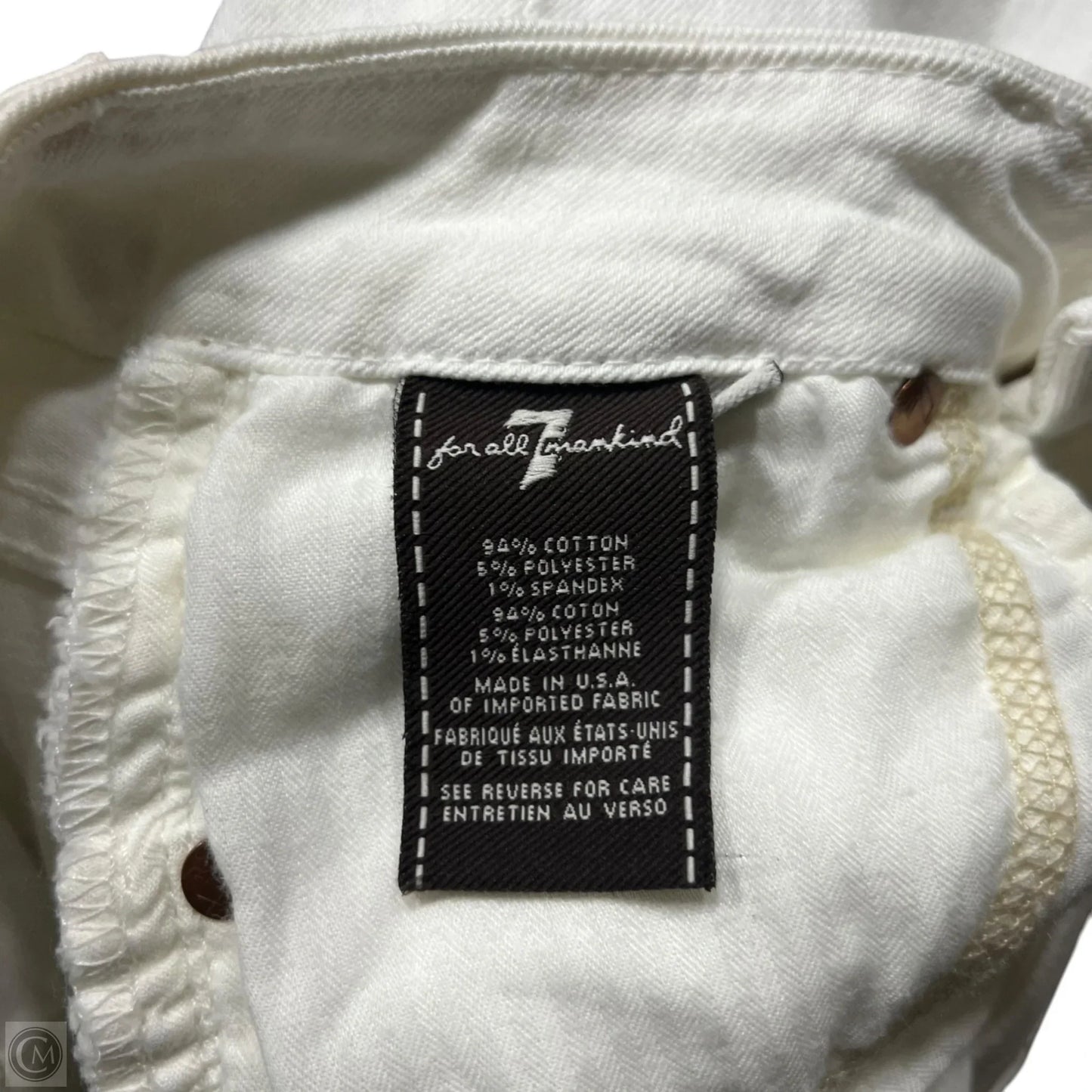 Jeans Skinny By 7 For All Mankind In Cream Denim, Size: 0