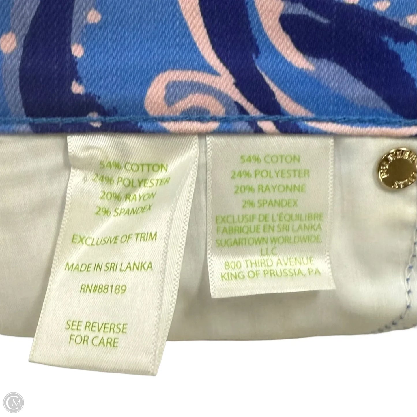 Pants Designer By Lilly Pulitzer In Blue & Pink, Size: 4