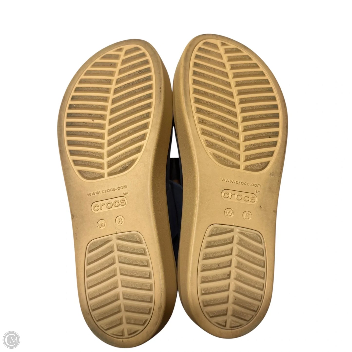 Sandals Heels Wedge By Crocs In Navy, Size: 6