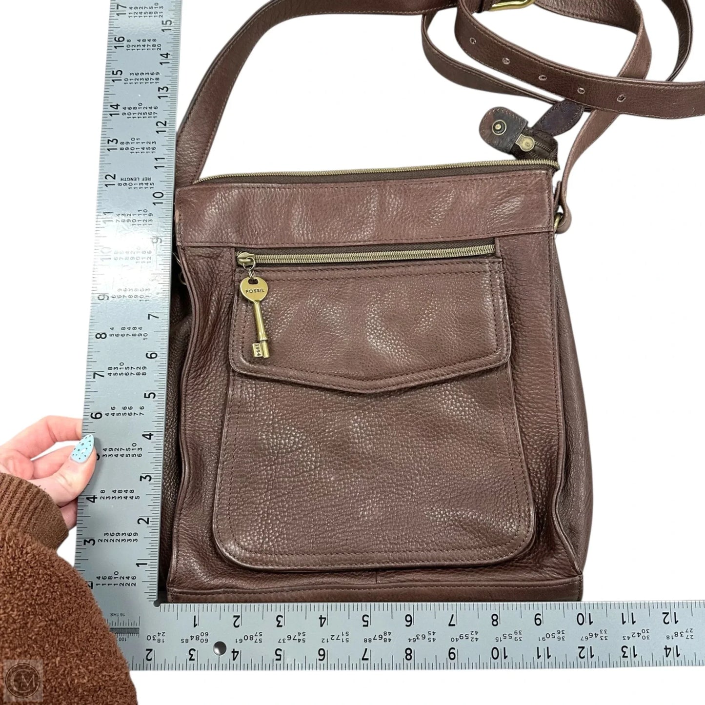 Crossbody Leather By Fossil, Size: Large