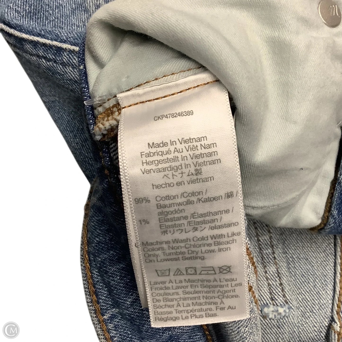 Jeans Straight By Madewell In Blue Denim, Size: 0