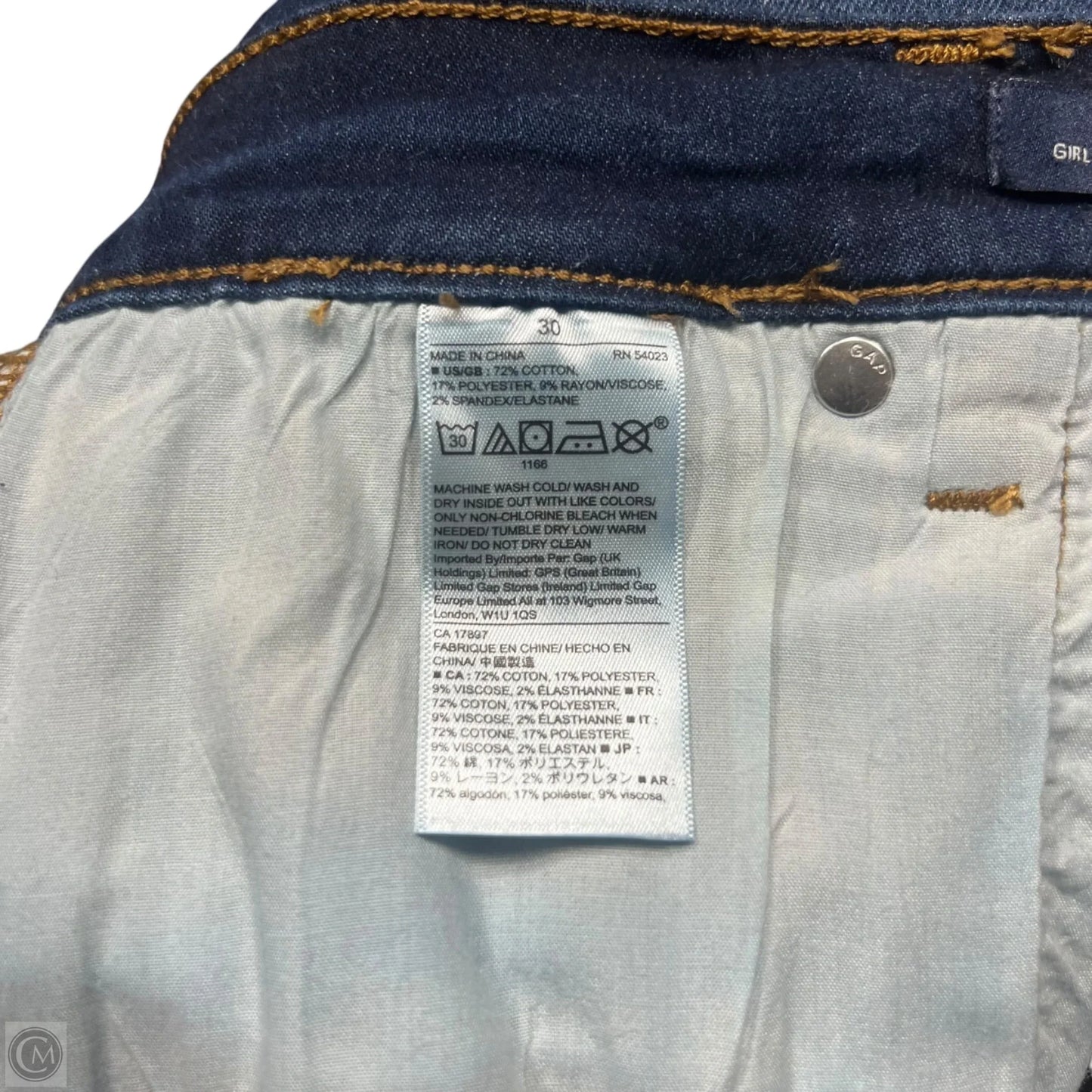 Jeans Straight By Gap In Blue Denim, Size: 10