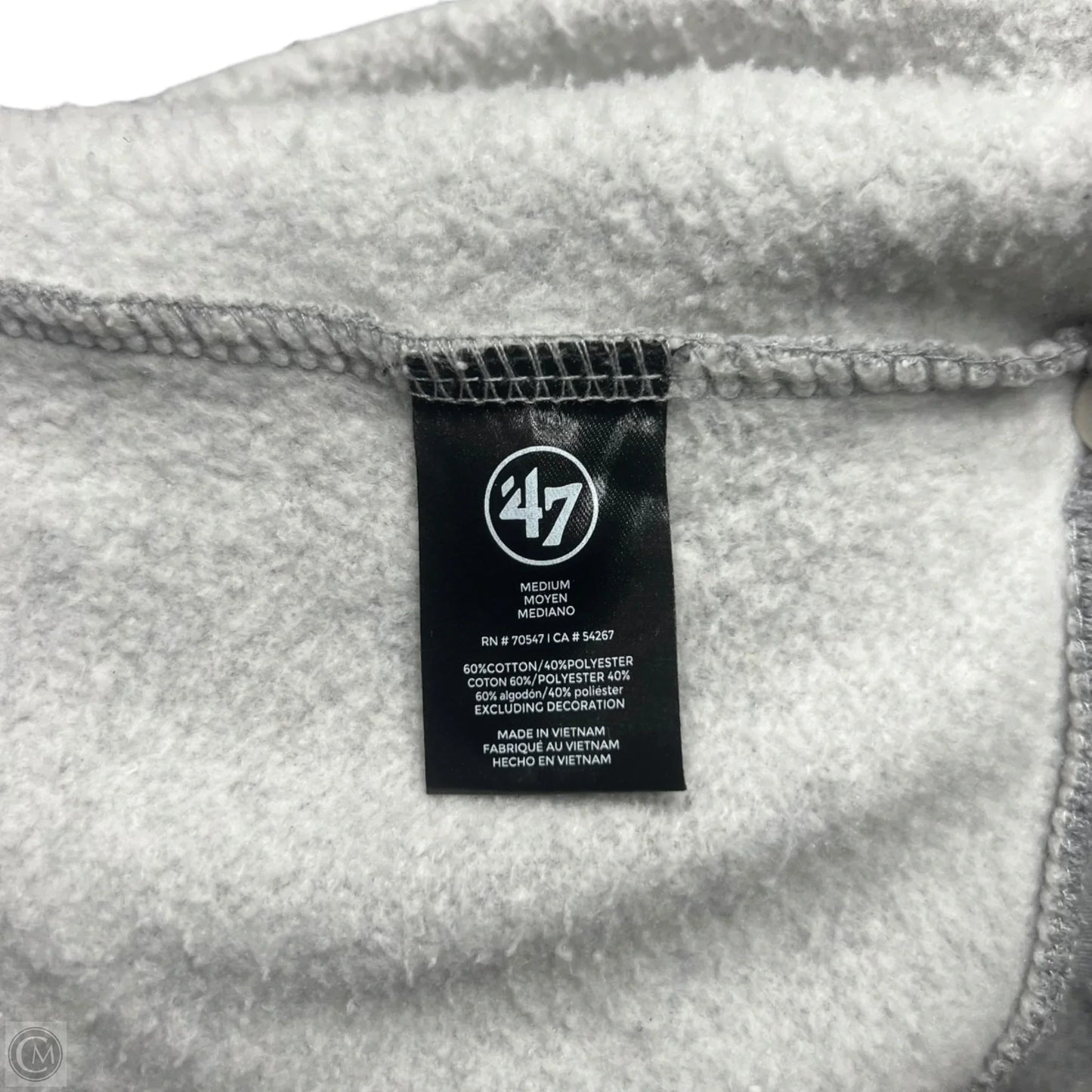 Athletic Sweatshirt Collar By 47 - In Grey, Size: M