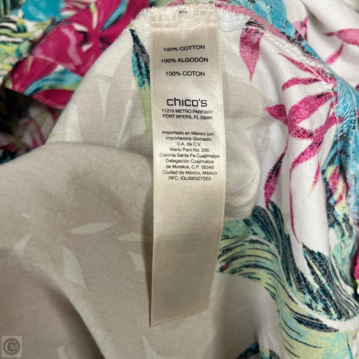 Top 3/4 Sleeve By Chicos In Floral Print, Size: Xl