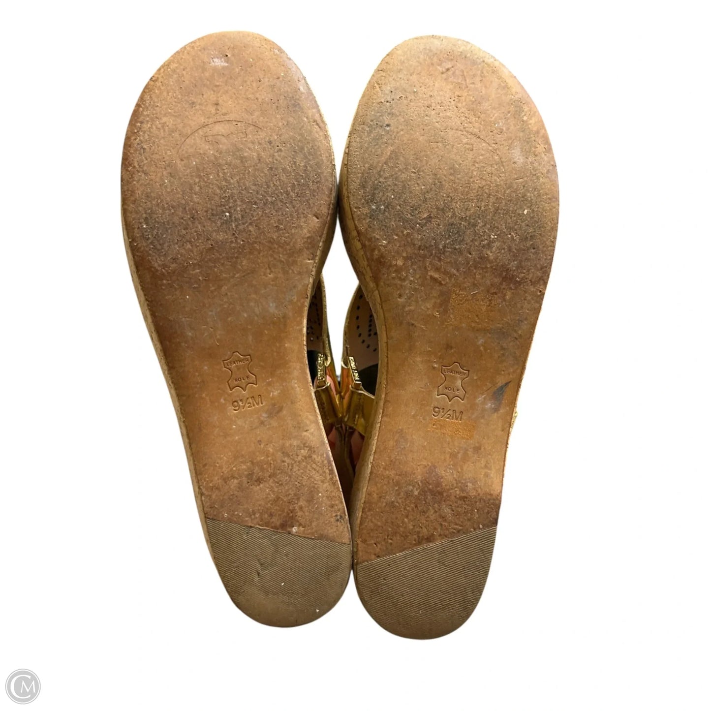 Sandals Designer By Tory Burch In Brown & Gold, Size: 9.5