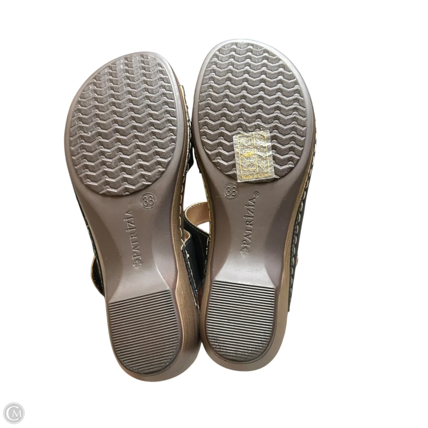 Sandals Heels Wedge By Spring Step In Black & Brown, Size: 7.5