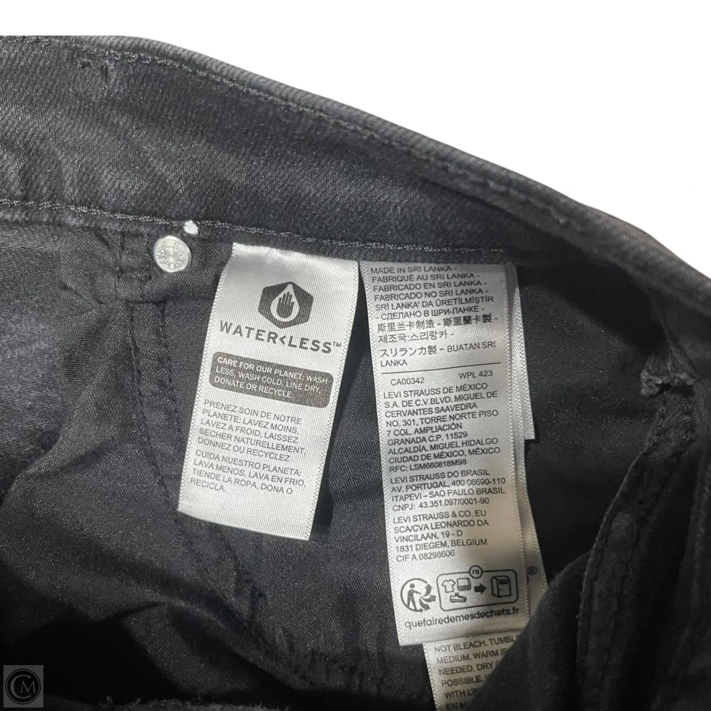 Jeans Straight By Levis In Black Denim, Size: 10