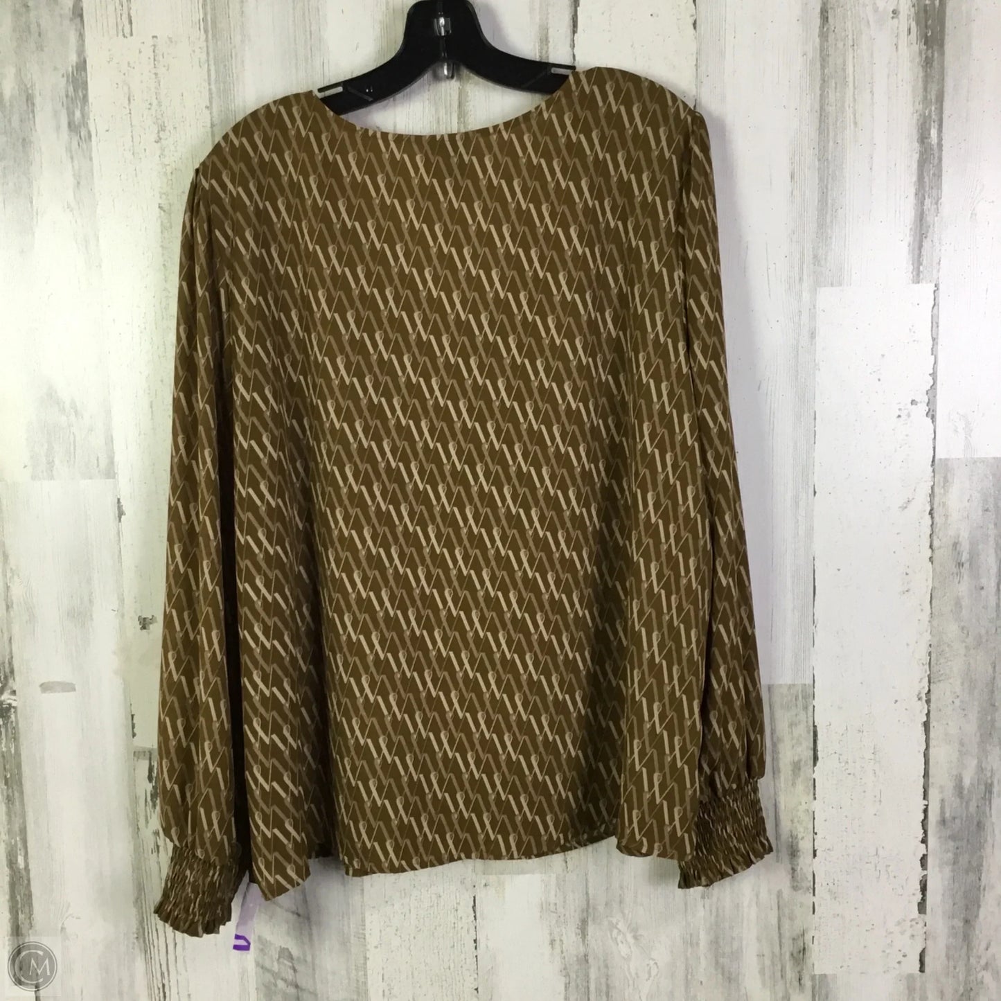 Blouse 3/4 Sleeve By Worthington In Tan, Size: Xxl