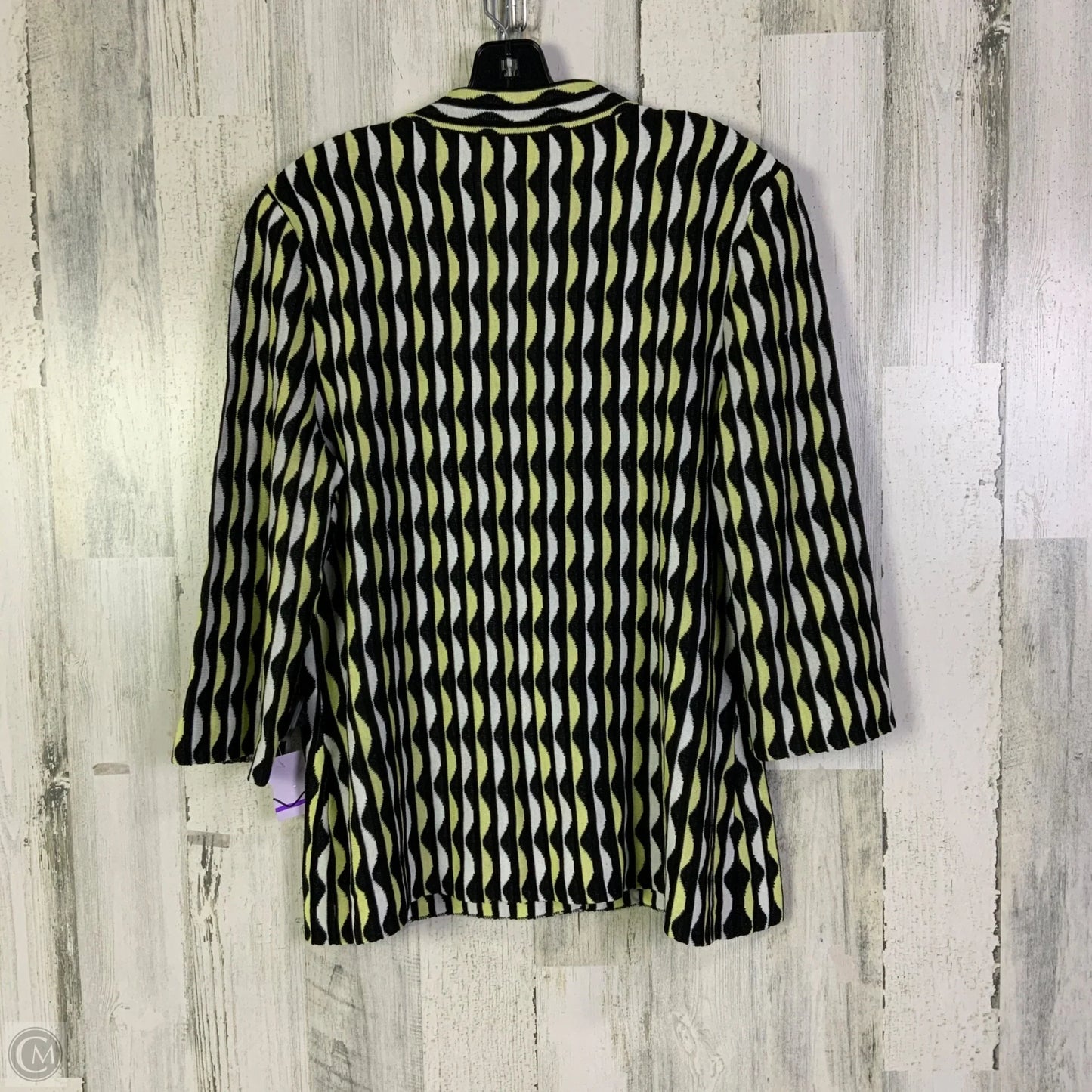 Cardigan By Ming Wang In Black & Yellow, Size: Xl
