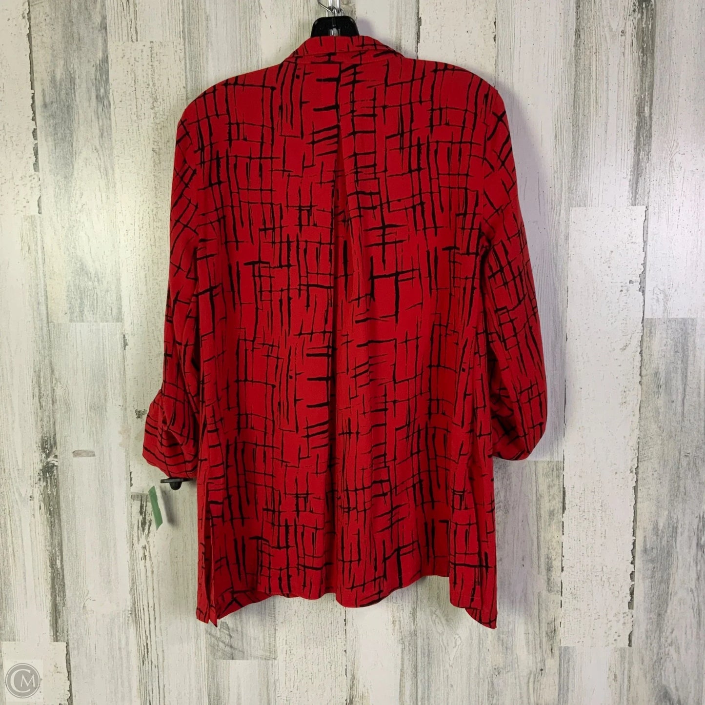 Blouse Long Sleeve By John Mark In Black & Red, Size: S