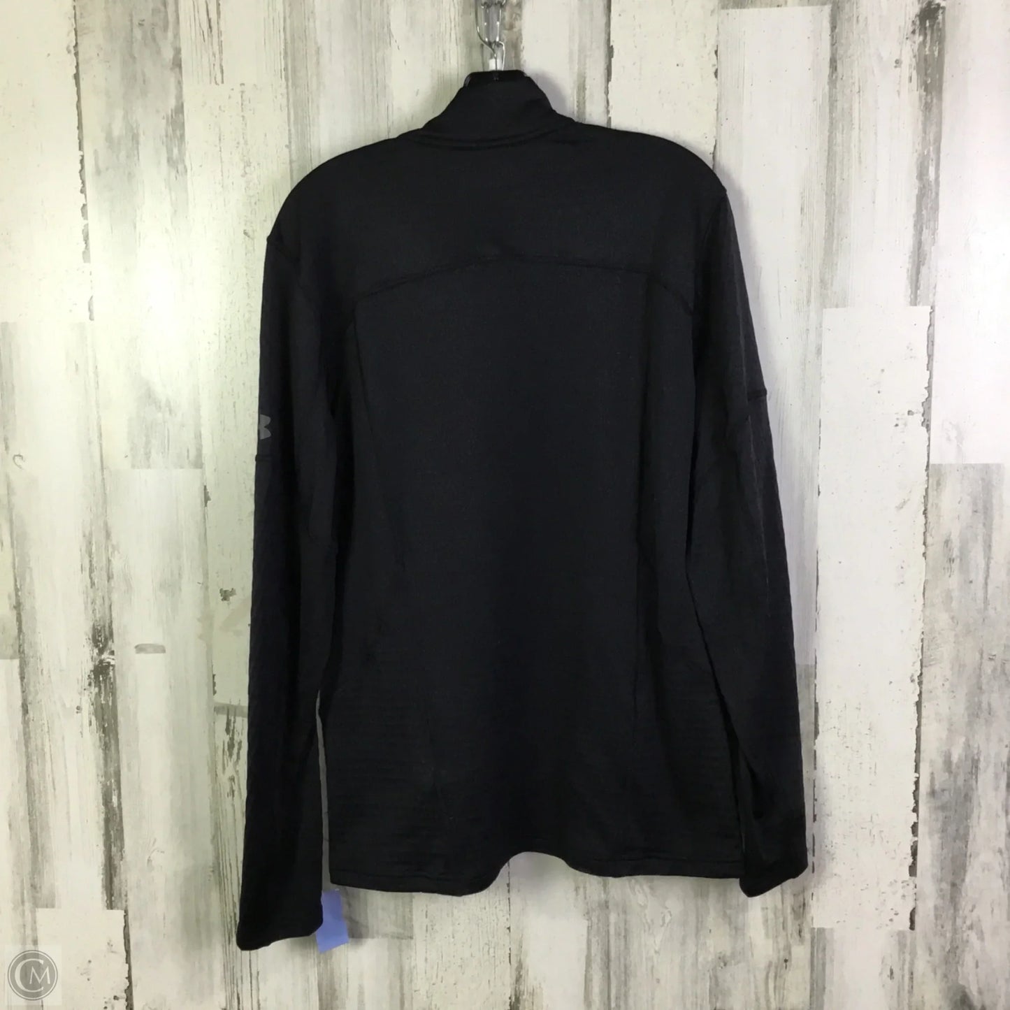 Athletic Top Long Sleeve Collar By Under Armour In Black, Size: L