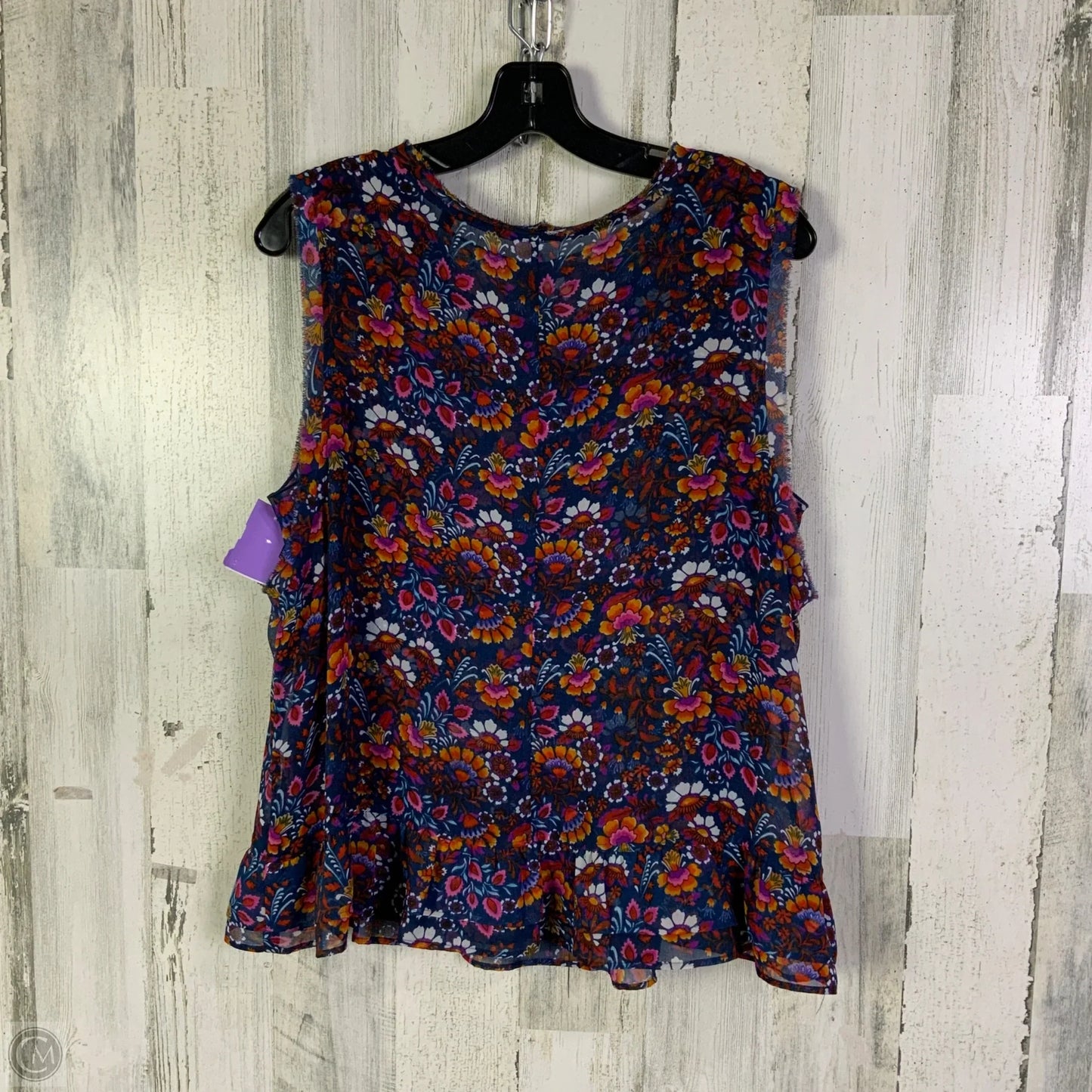 Blouse Sleeveless By Cabi In Blue & Pink, Size: L