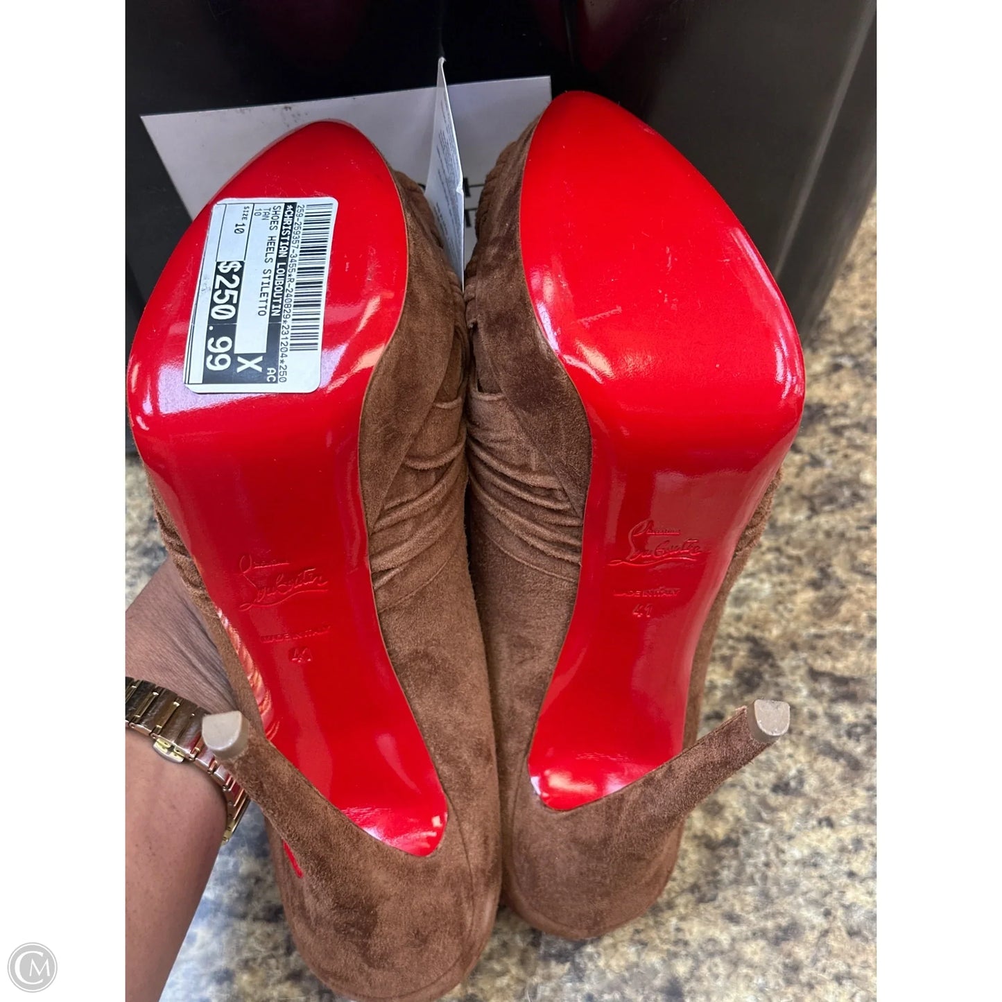 Shoes Heels Stiletto By Christian Louboutin In Tan, Size: 41