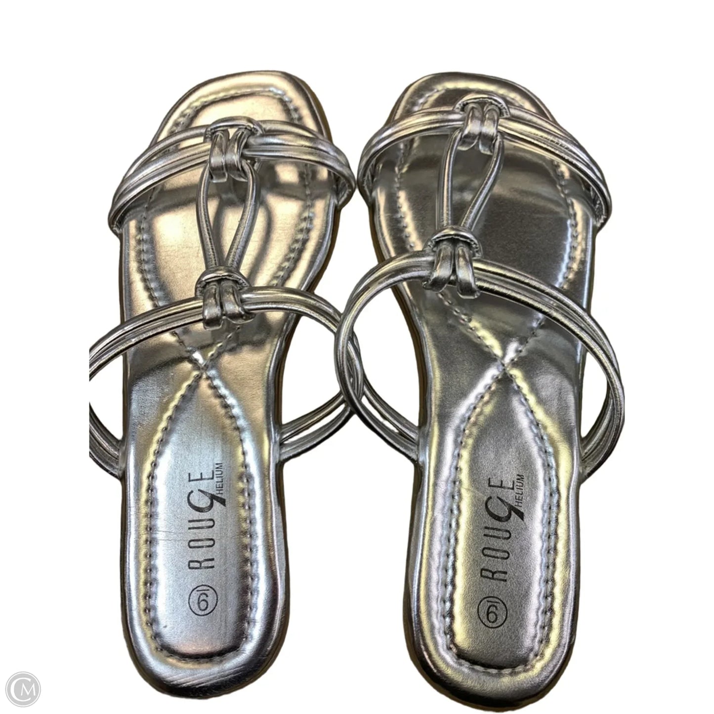 Sandals Flip Flops By Clothes Mentor In Silver, Size: 9