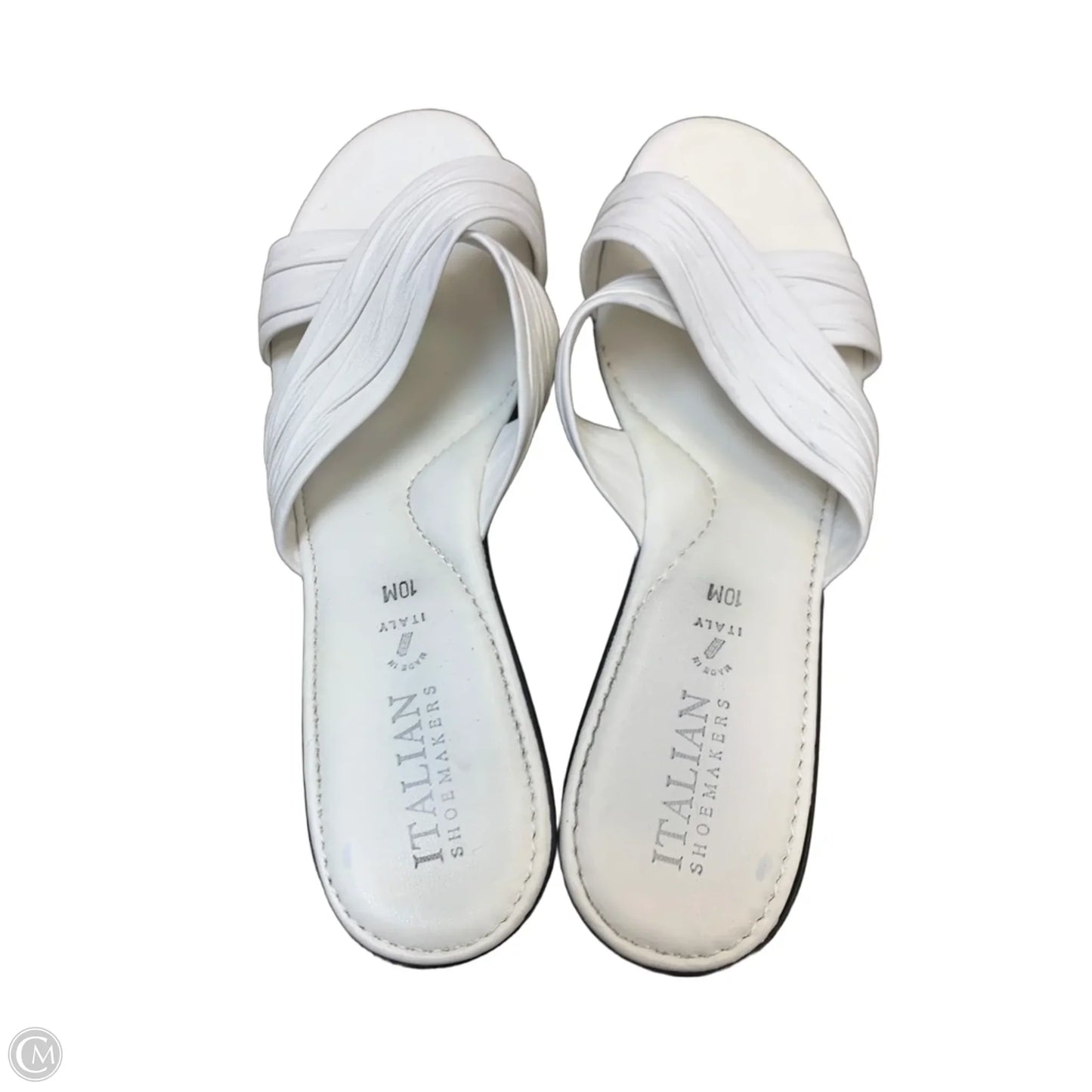 Sandals Heels Wedge By Italian Shoemakers In White, Size: 10
