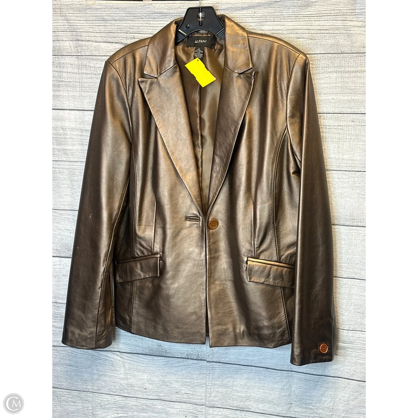 Coat Leather By Alfani In Bronze, Size: L