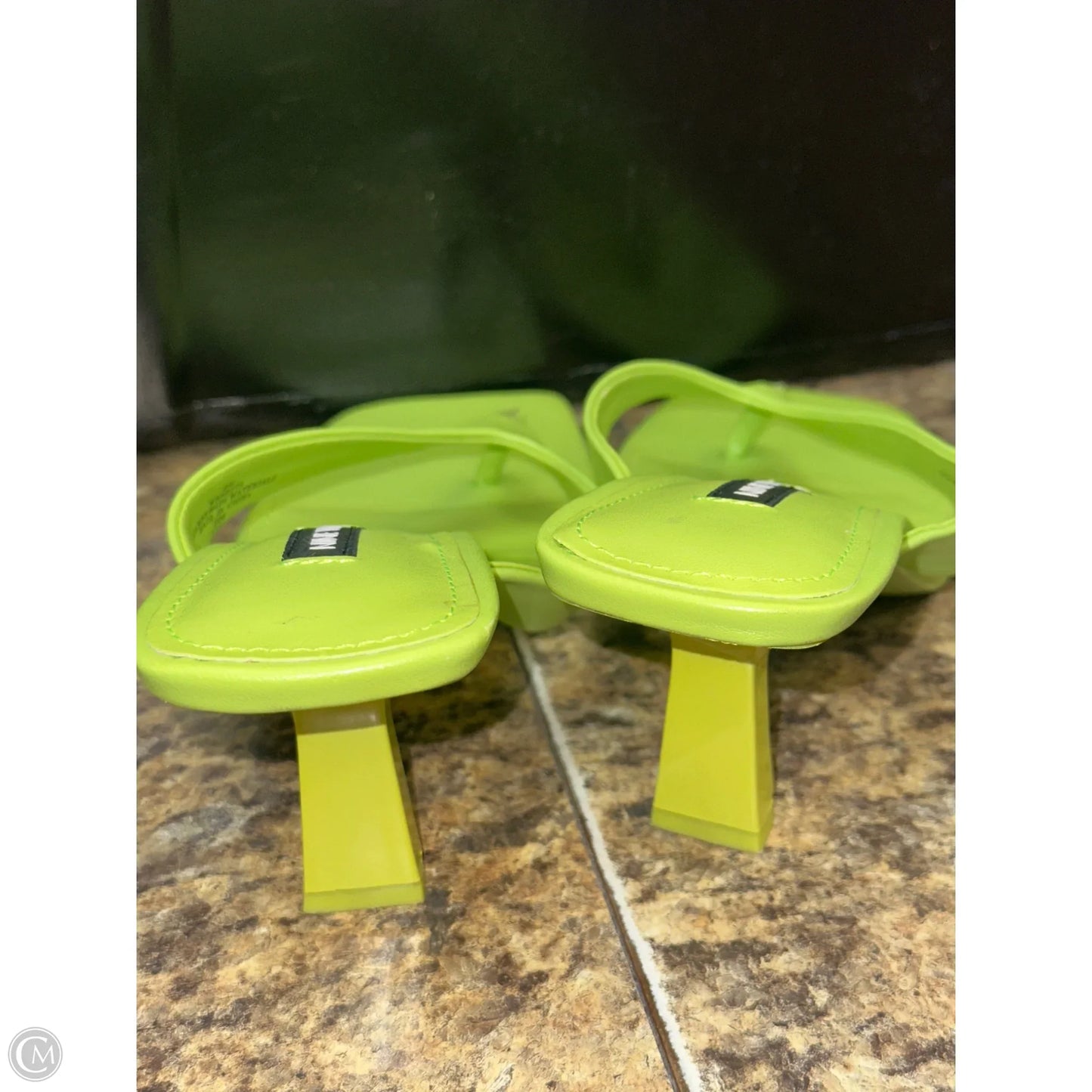 Sandals Heels Kitten By Nine West In Chartreuse, Size: 8