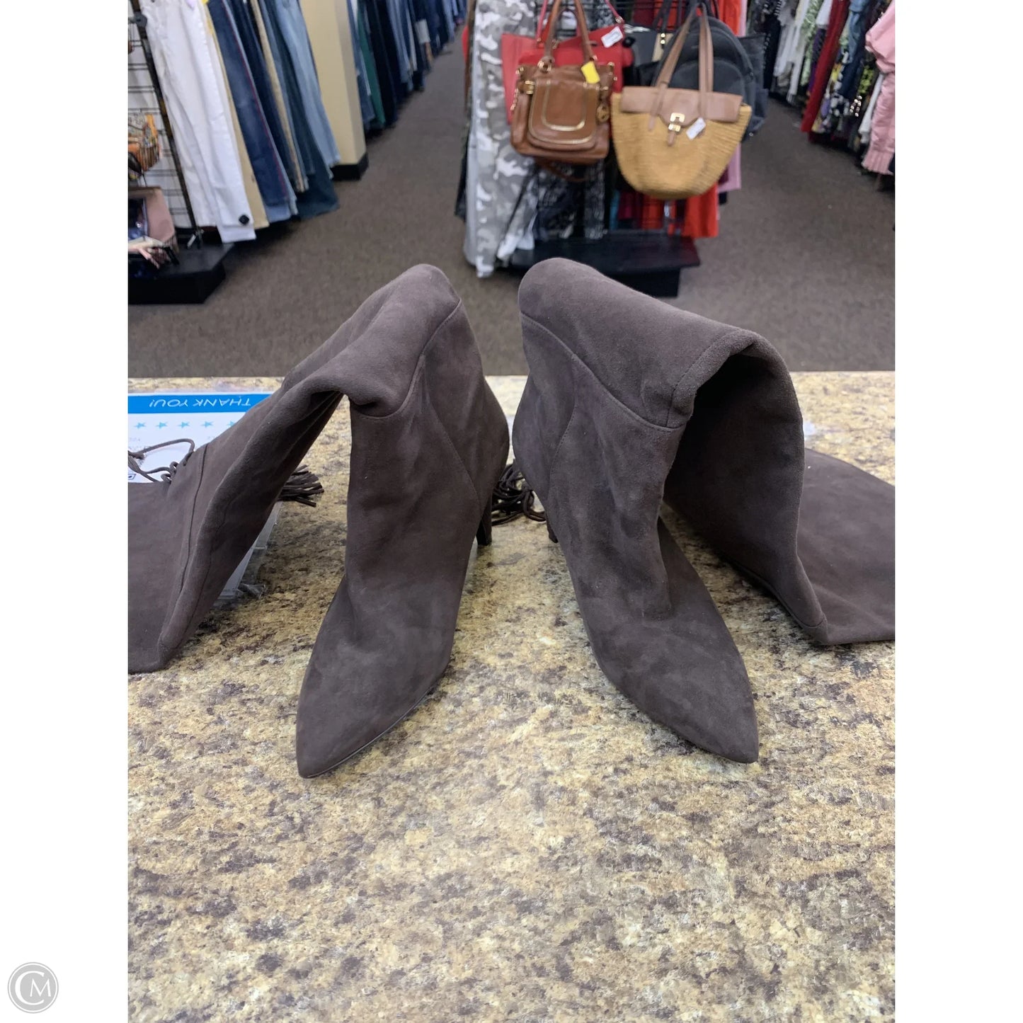 Boots Knee Heels By Nine West In Brown, Size: 8.5