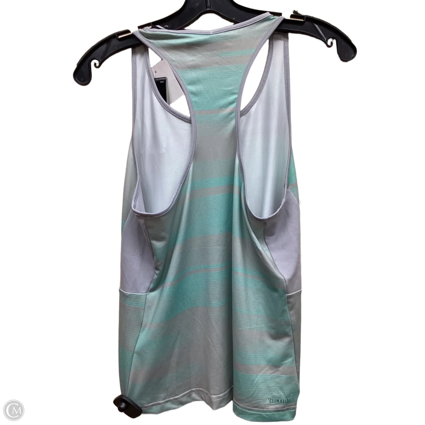 Athletic Tank Top By Adidas In Green & Grey, Size: M