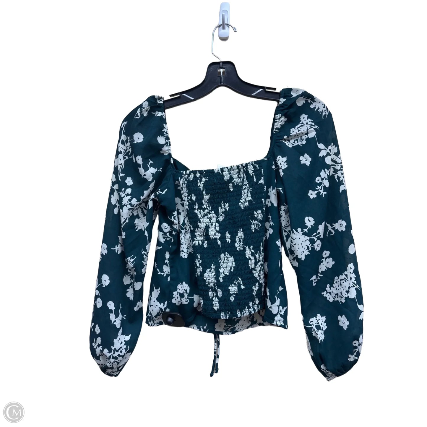 Top Long Sleeve By Abercrombie And Fitch In Green & White, Size: Xs