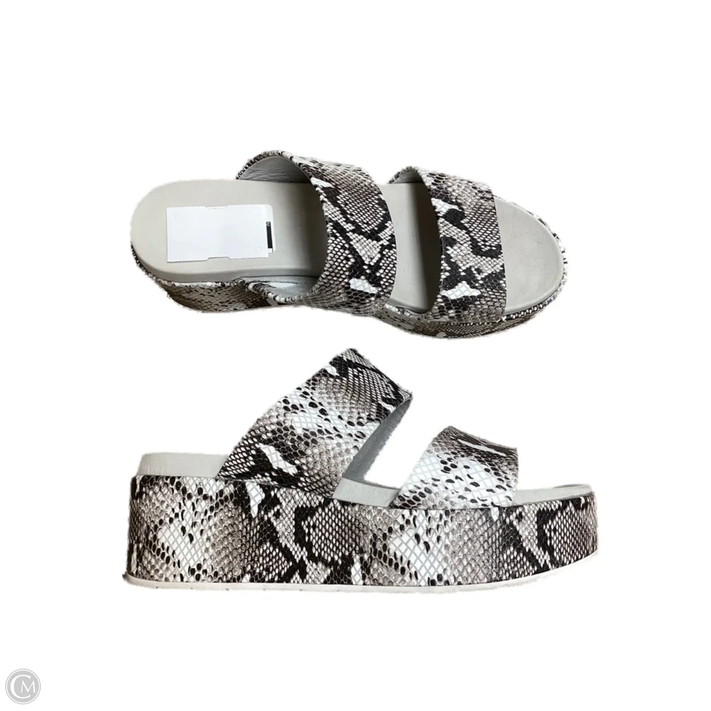 Sandals Heels Platform By J Slides In Snakeskin Print, Size: 8.5