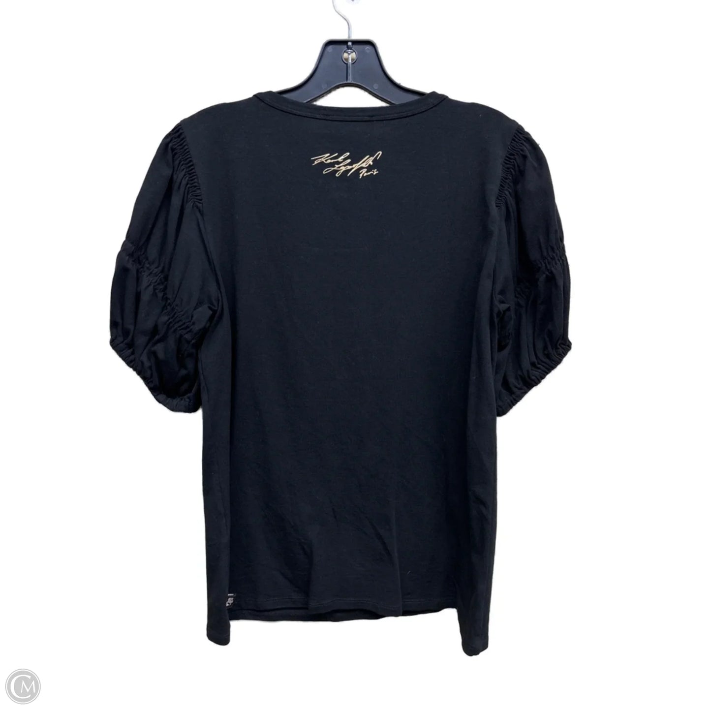 Top Short Sleeve Designer By Karl Lagerfeld In Black, Size: S