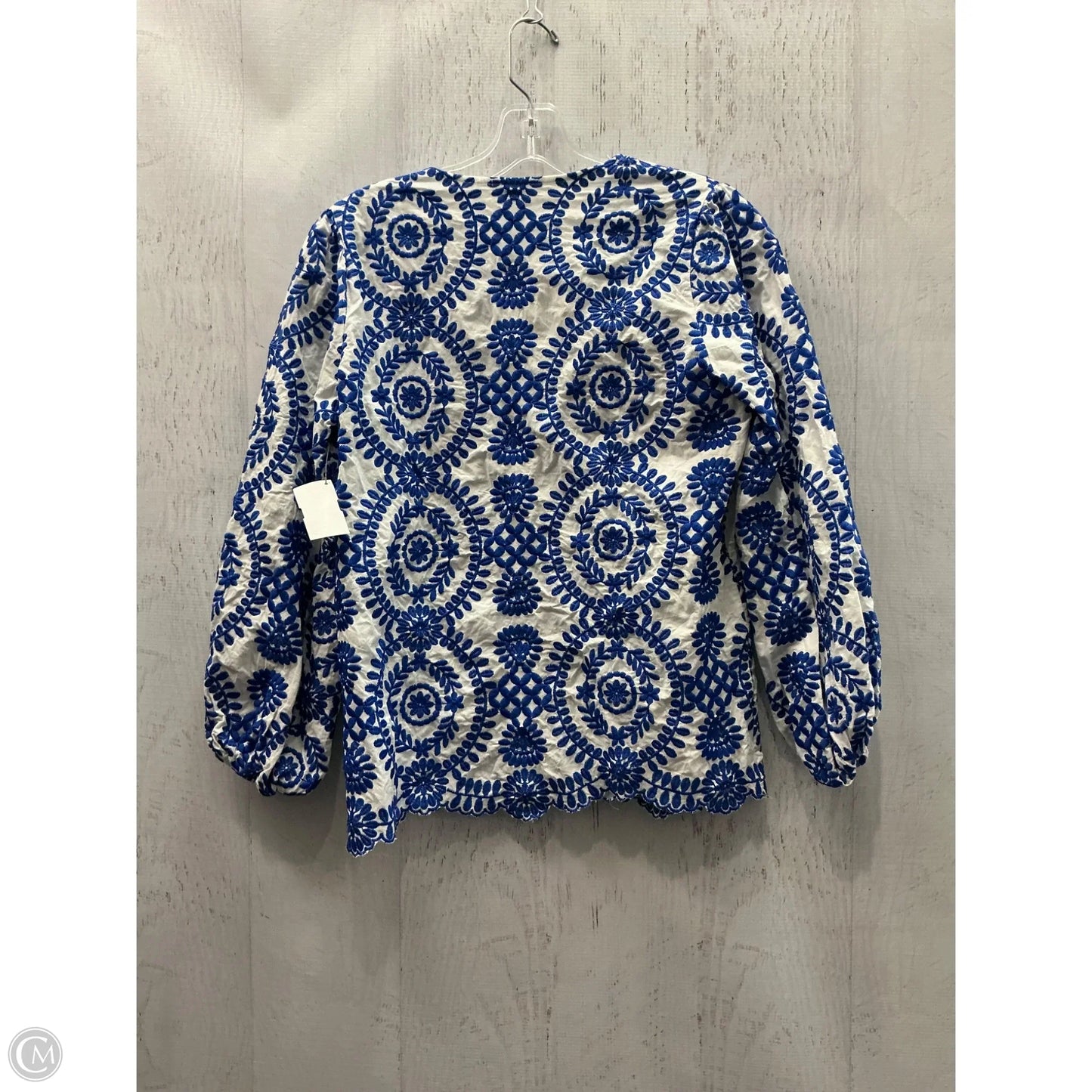 Top Long Sleeve By Shein In Blue & White, Size: M
