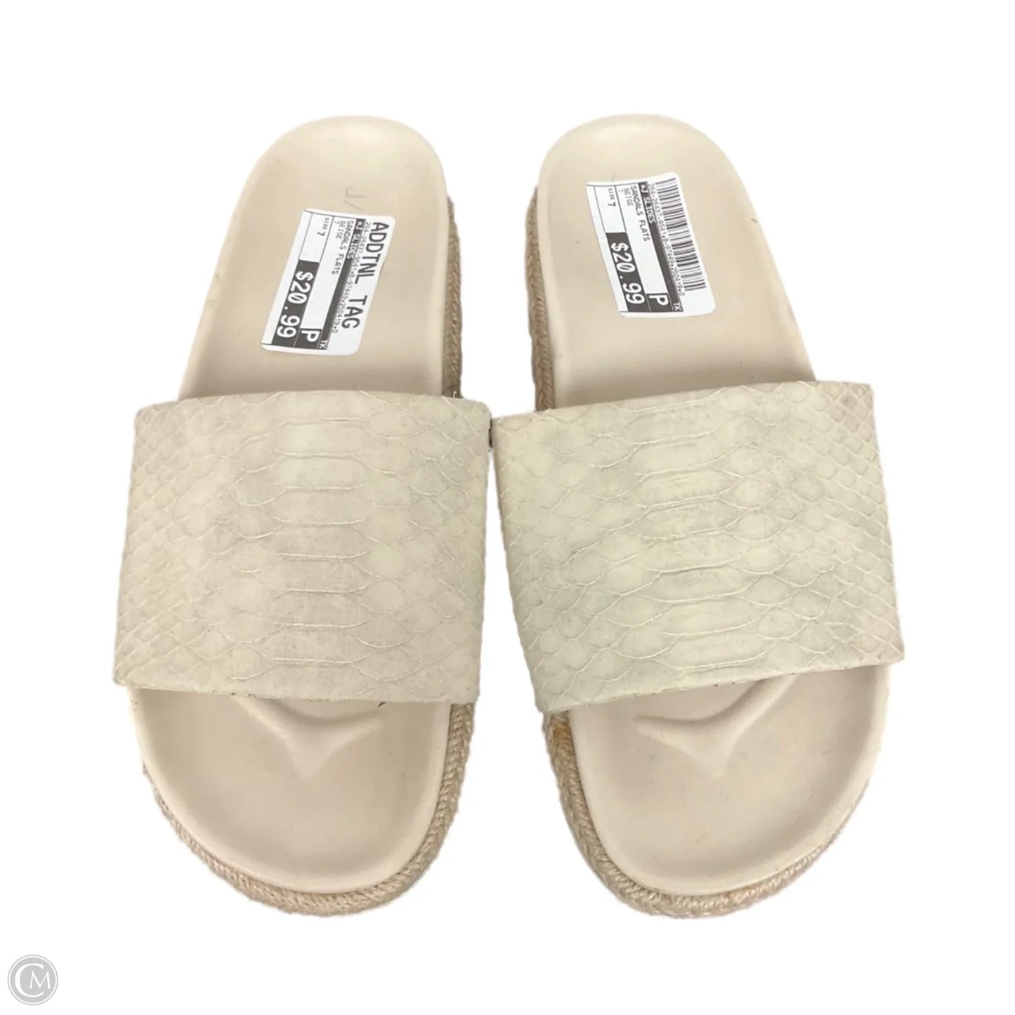 Sandals Flats By J Slides In Beige, Size: 7