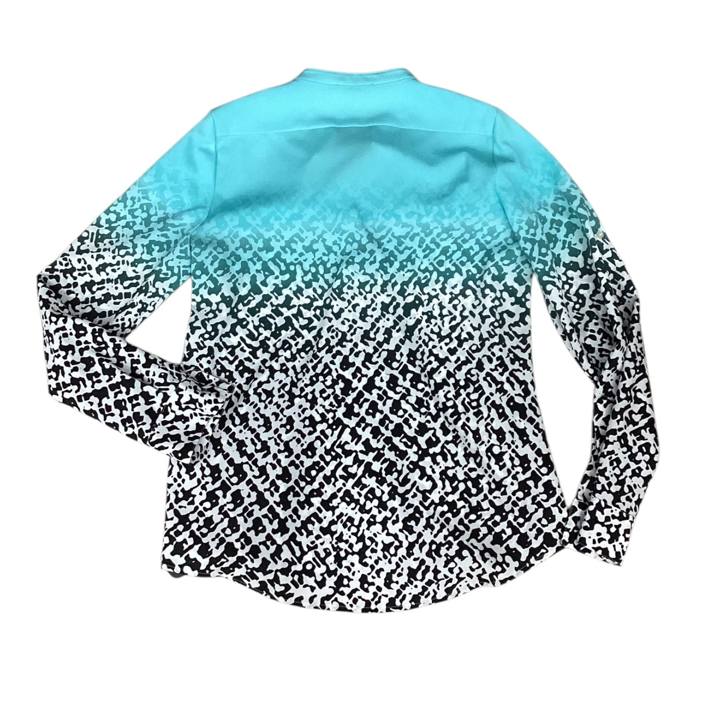 Blouse Long Sleeve By Calvin Klein In Black & Blue, Size: S