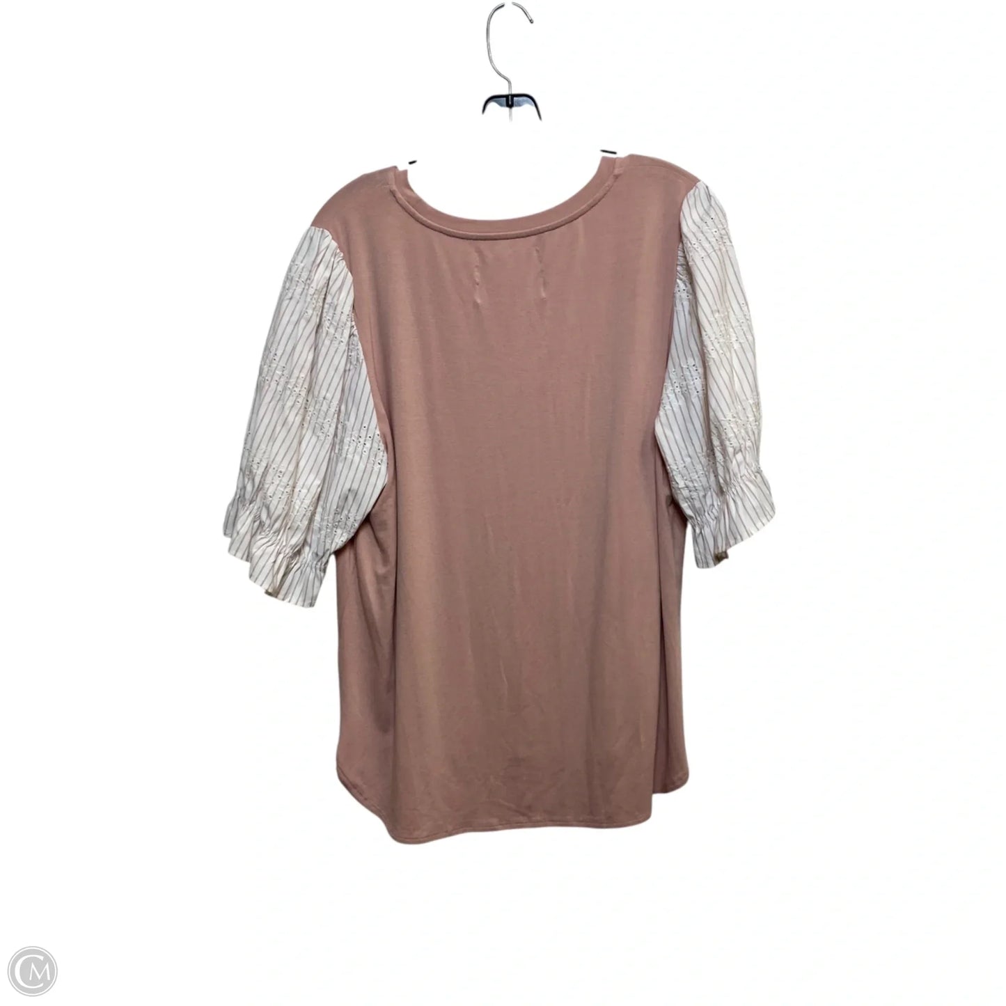 Top Short Sleeve By Cupio In Pink & White, Size: Xl