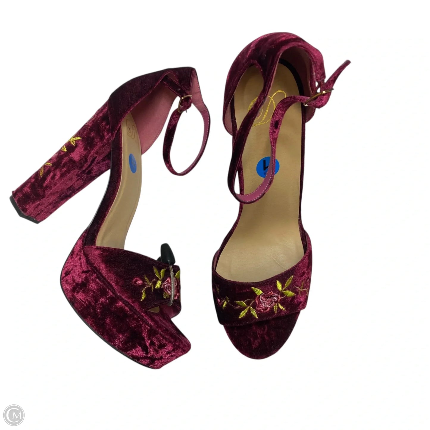 Sandals Heels Block By Wild Diva In Red, Size: 11