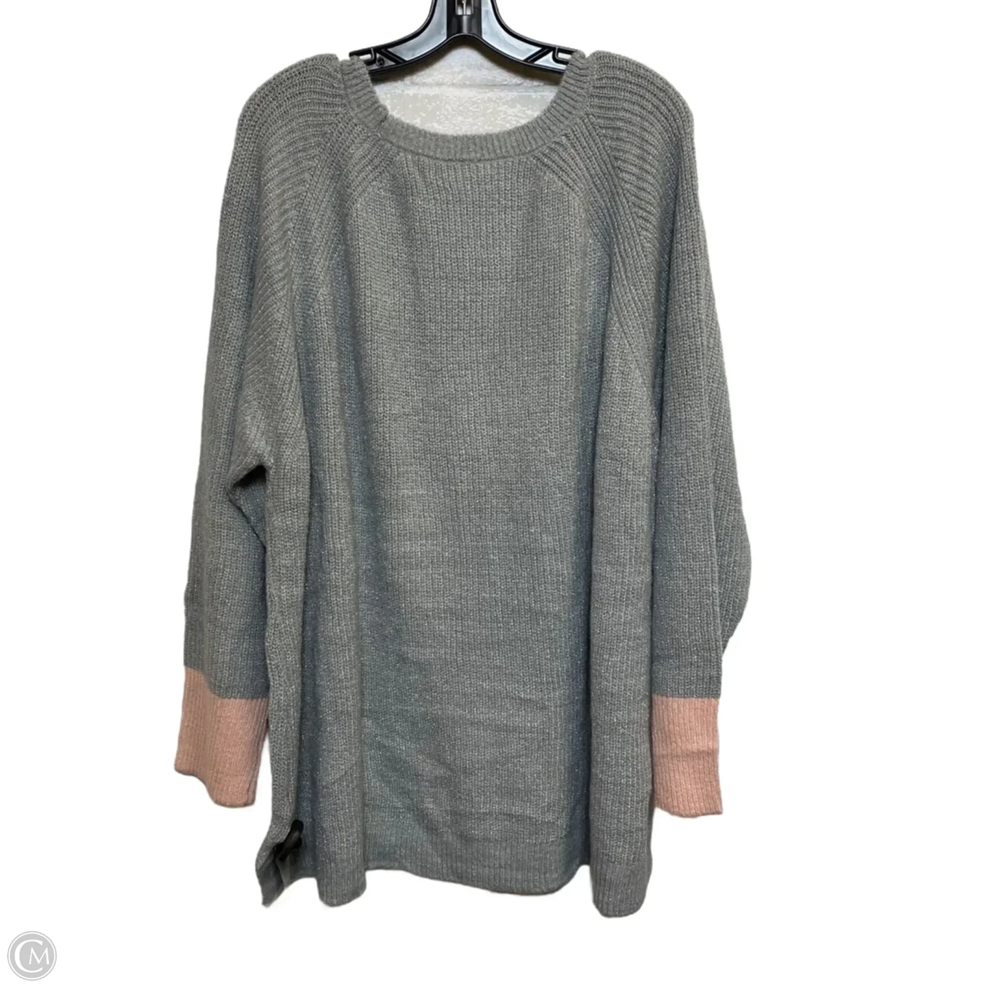 Sweater By Avenue In Grey & Pink, Size: 4x
