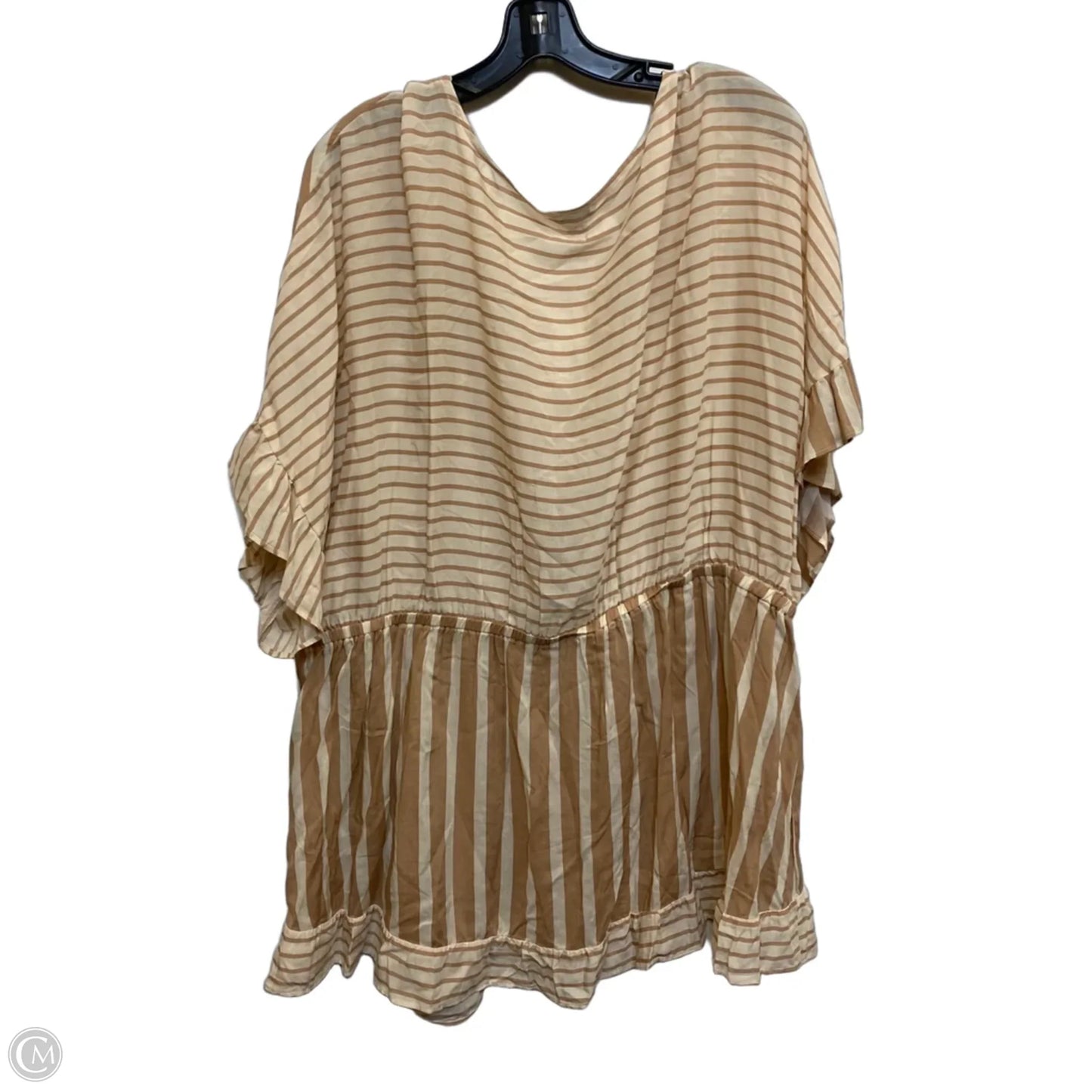 Top Short Sleeve By Cato In Brown & Cream, Size: 3x