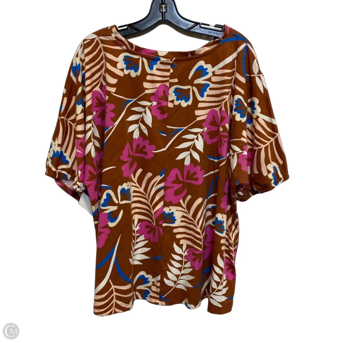 Top Short Sleeve By Cato In Brown & Pink, Size: 3x
