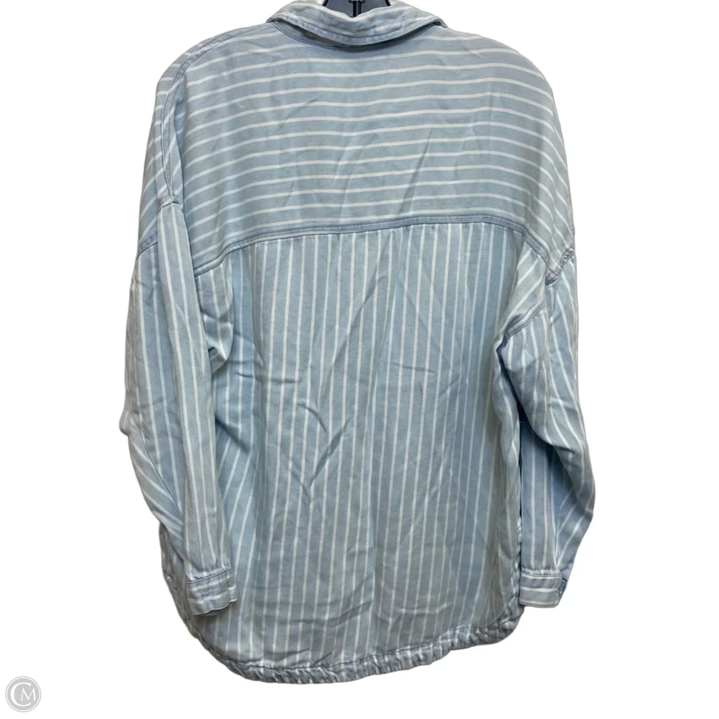 Top Long Sleeve By Blu Pepper In Blue & White, Size: S