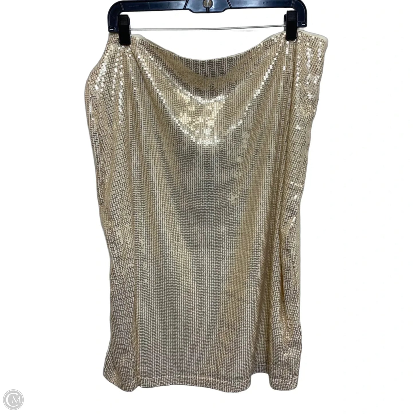 Skirt Midi By Time And Tru In Gold, Size: Xxl