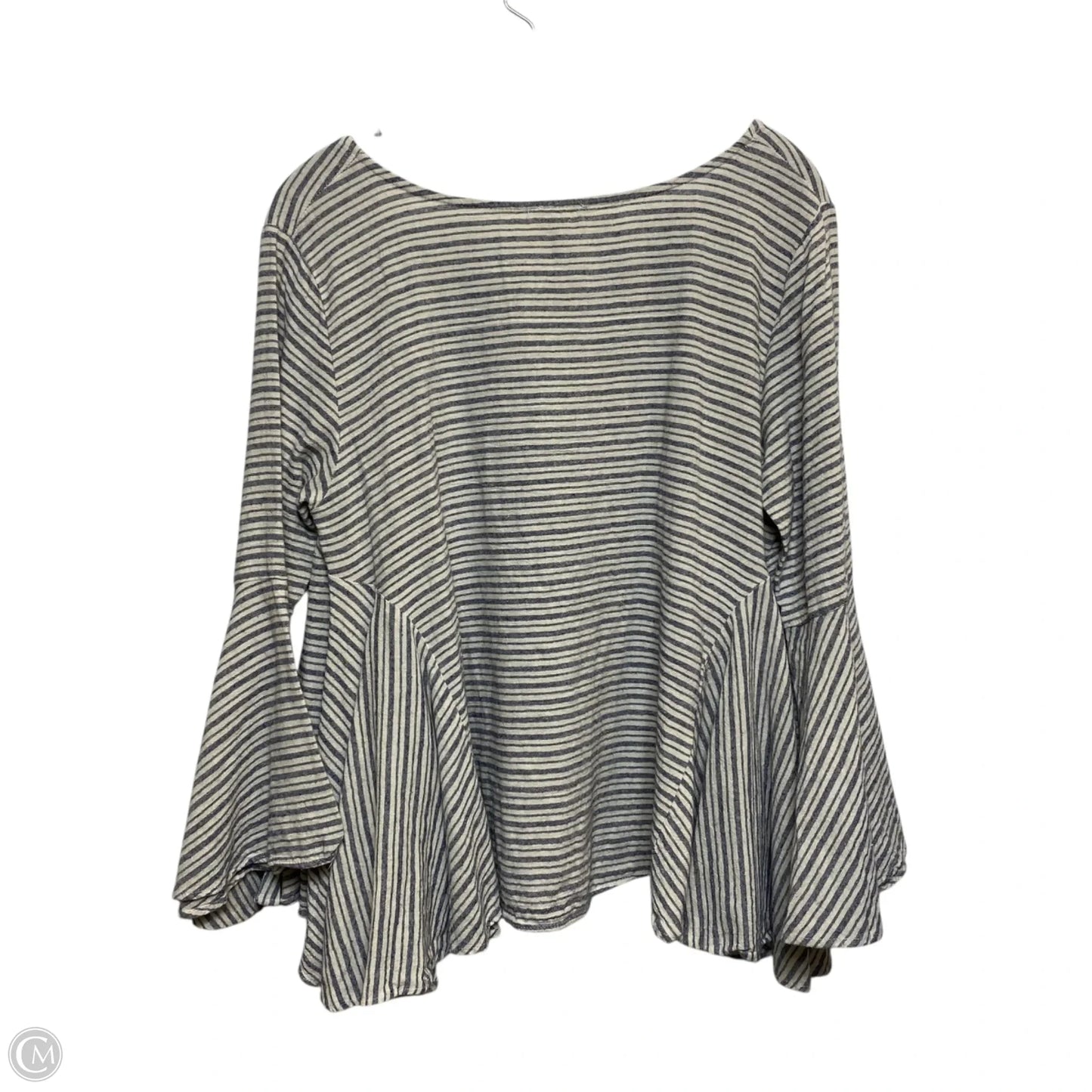 Top Long Sleeve By Pol In Blue & Cream, Size: M