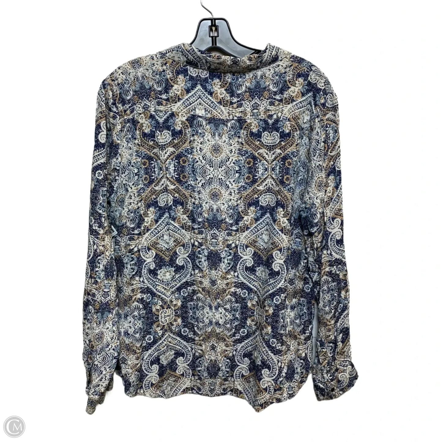 Top Long Sleeve By H&m In Blue & Cream, Size: Xl
