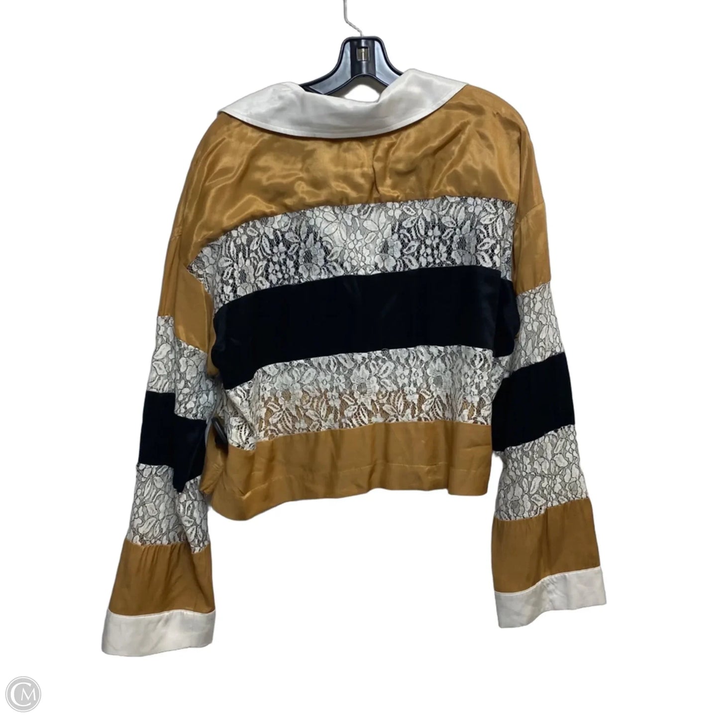 Top Long Sleeve By Maeve In Black & Gold, Size: M