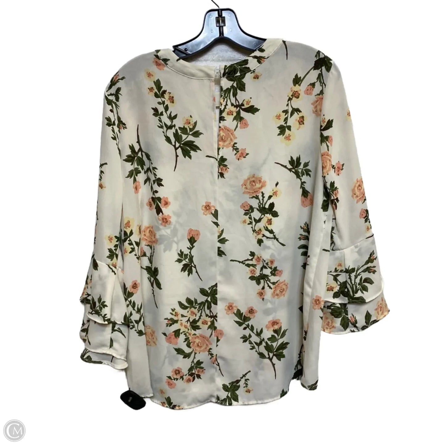 Blouse Long Sleeve By Clothes Mentor In Cream, Size: L